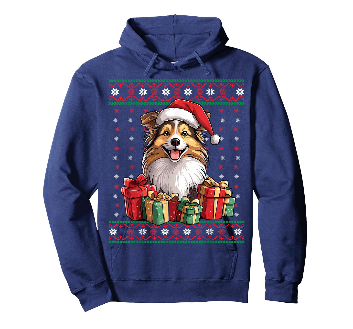 Sheltie Santa Hat Dog Lover Xmas Sheltie Ugly Christmas Men Women Kids T-Shirt