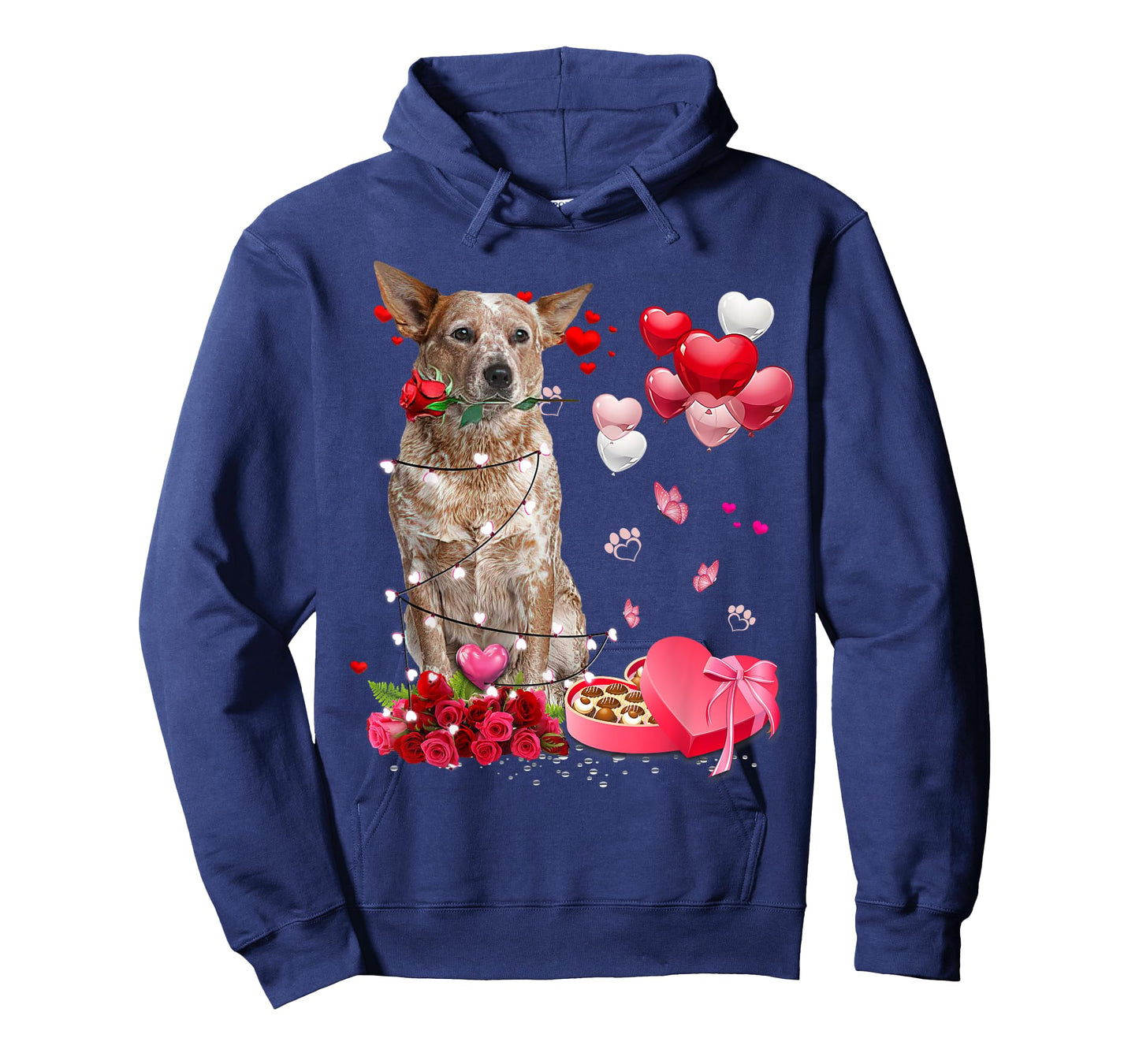 Funny Red Heeler Rose Heart Happy Valentine Day Dog Mom T-Shirt