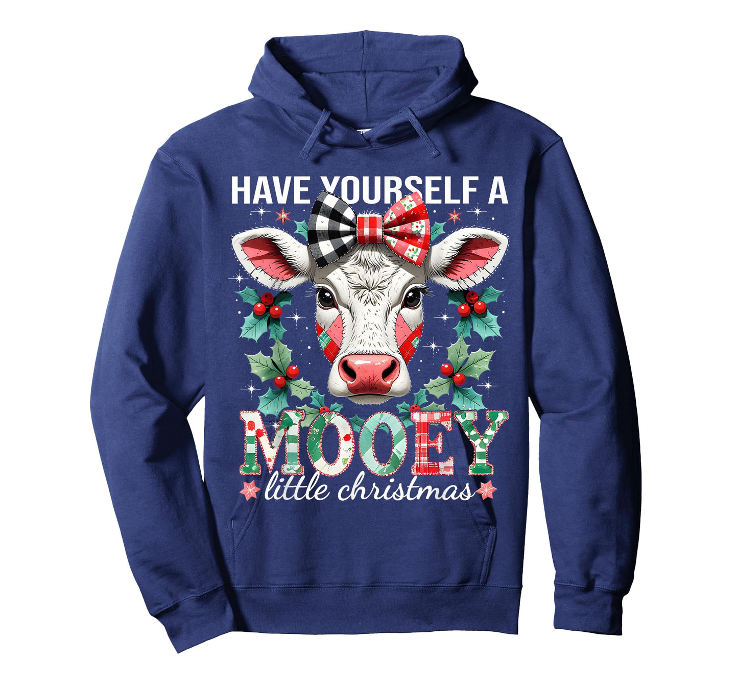 Have Yourself A Mooey Little Christmas Cow Patchwork Art T-Shirt