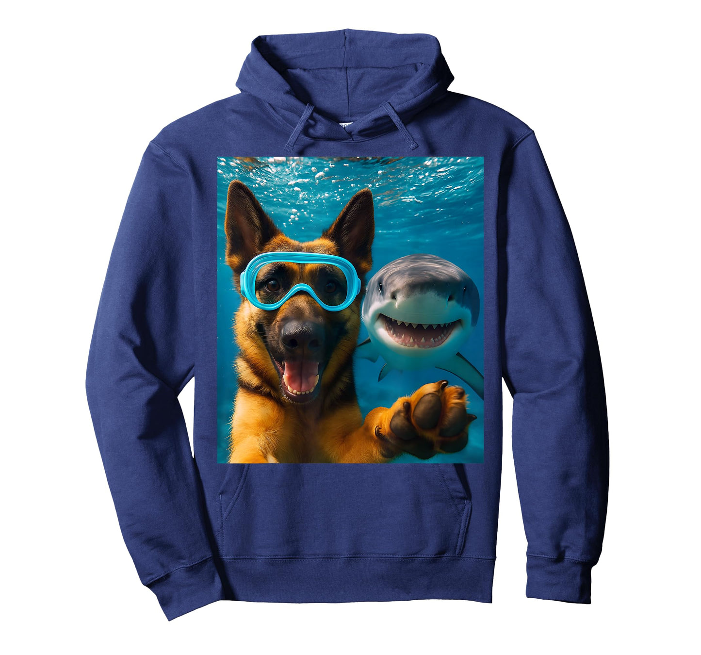 Funny German Shepherd Dog Selfie with Shark Ocean Lovers T-Shirt