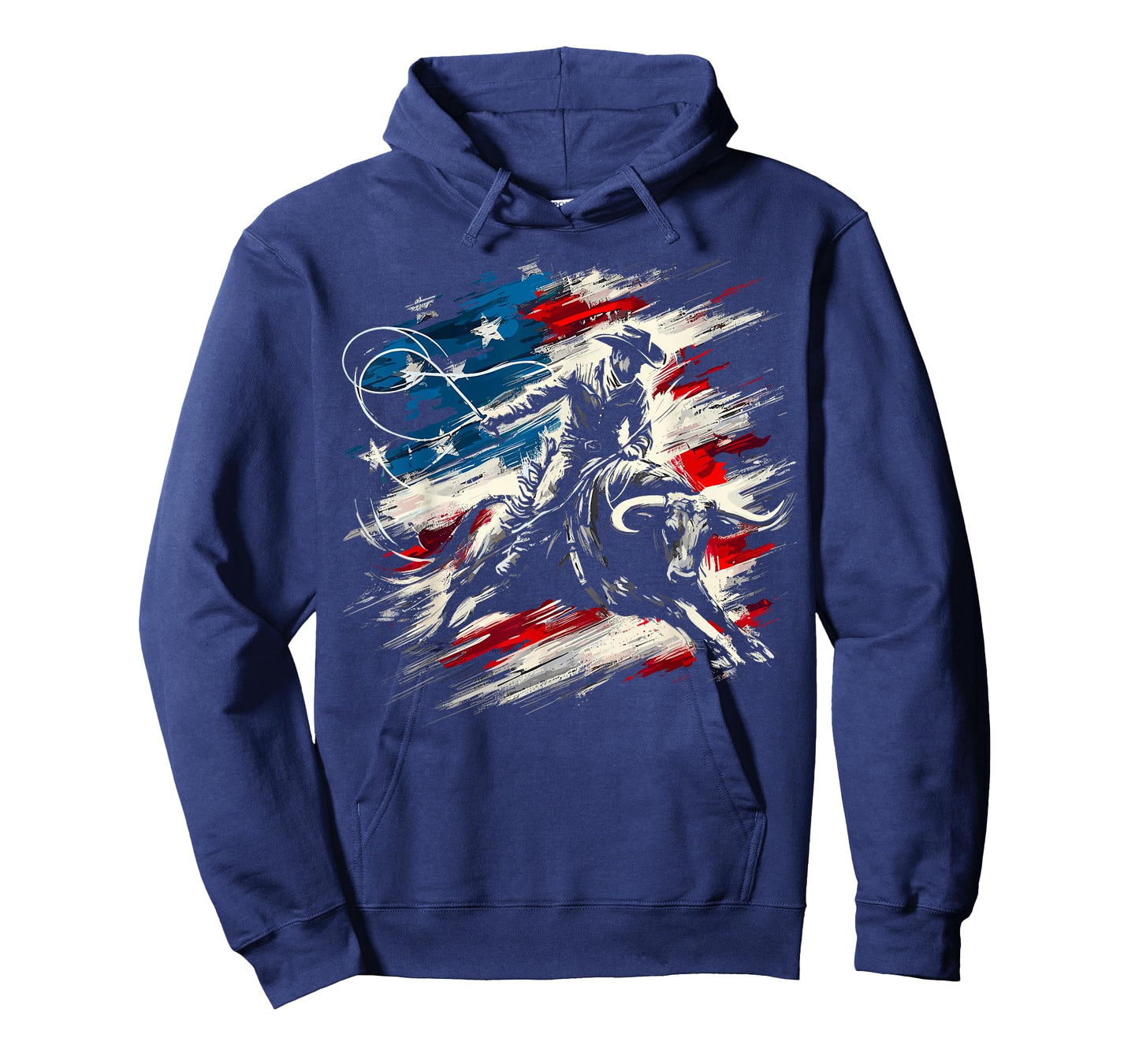 Rodeo Cowboy Bull Riding American Flag Western T-Shirt