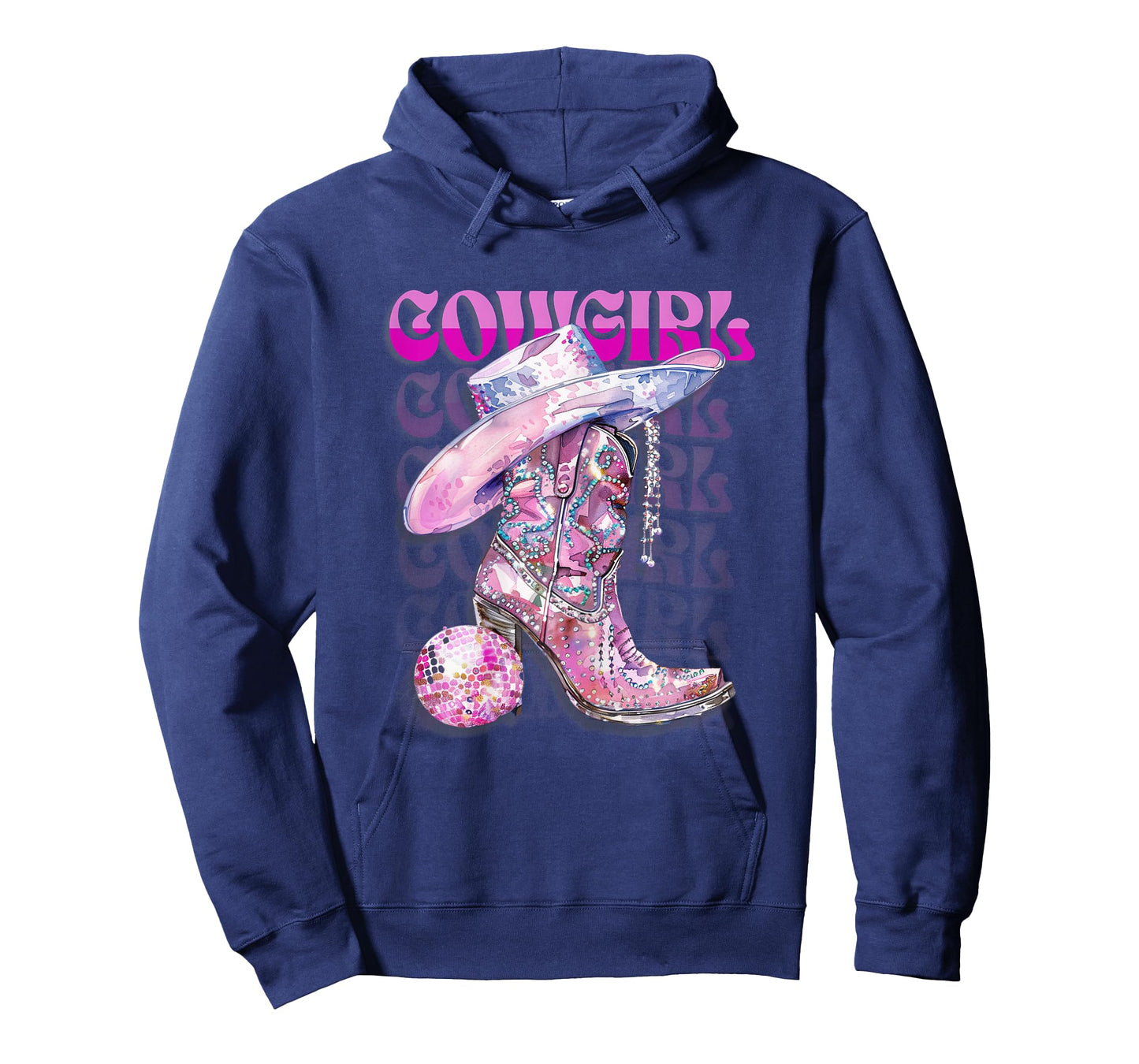 Pink Cowgirl Boots Disco Western Country Cow Girl Coastal T-Shirt
