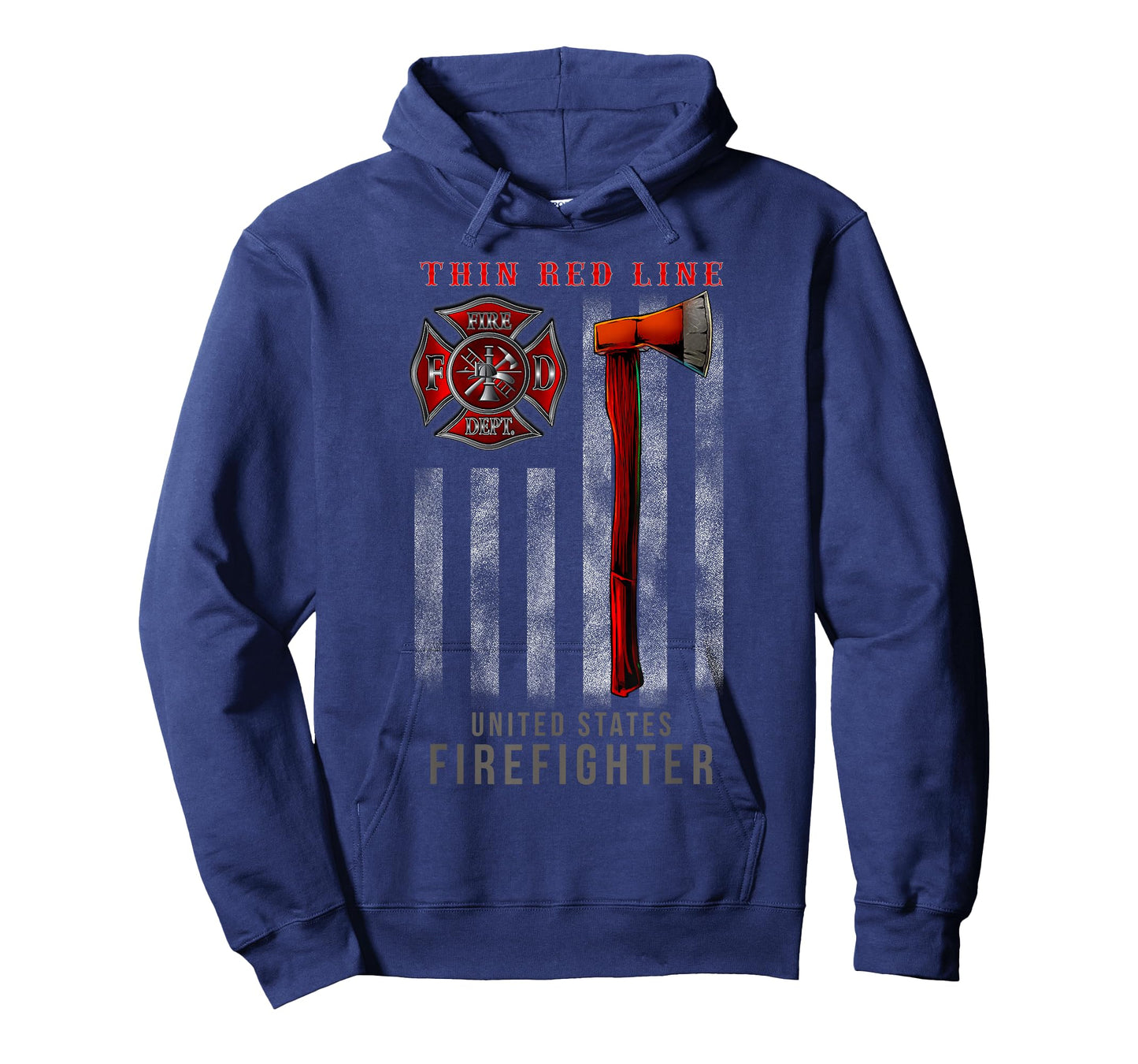 Red Thin Line Firefighter Axe And Flag Design T-Shirt