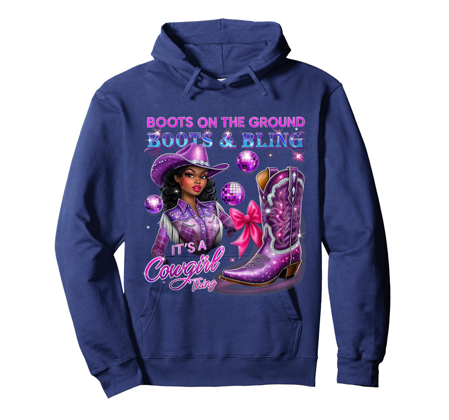 Western Boots Bling Black Melanin Trendy Cowgirl Thing T-Shirt