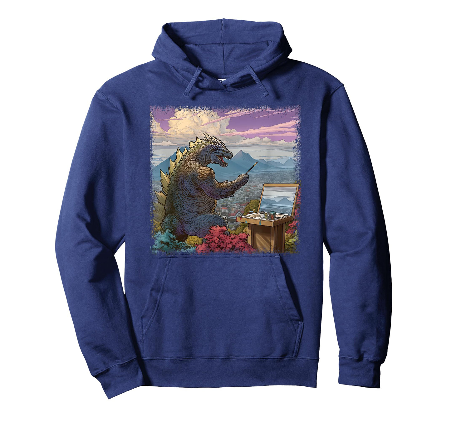 Kaiju Painting a Landscape Funny Monster Artist Art T-Shirt