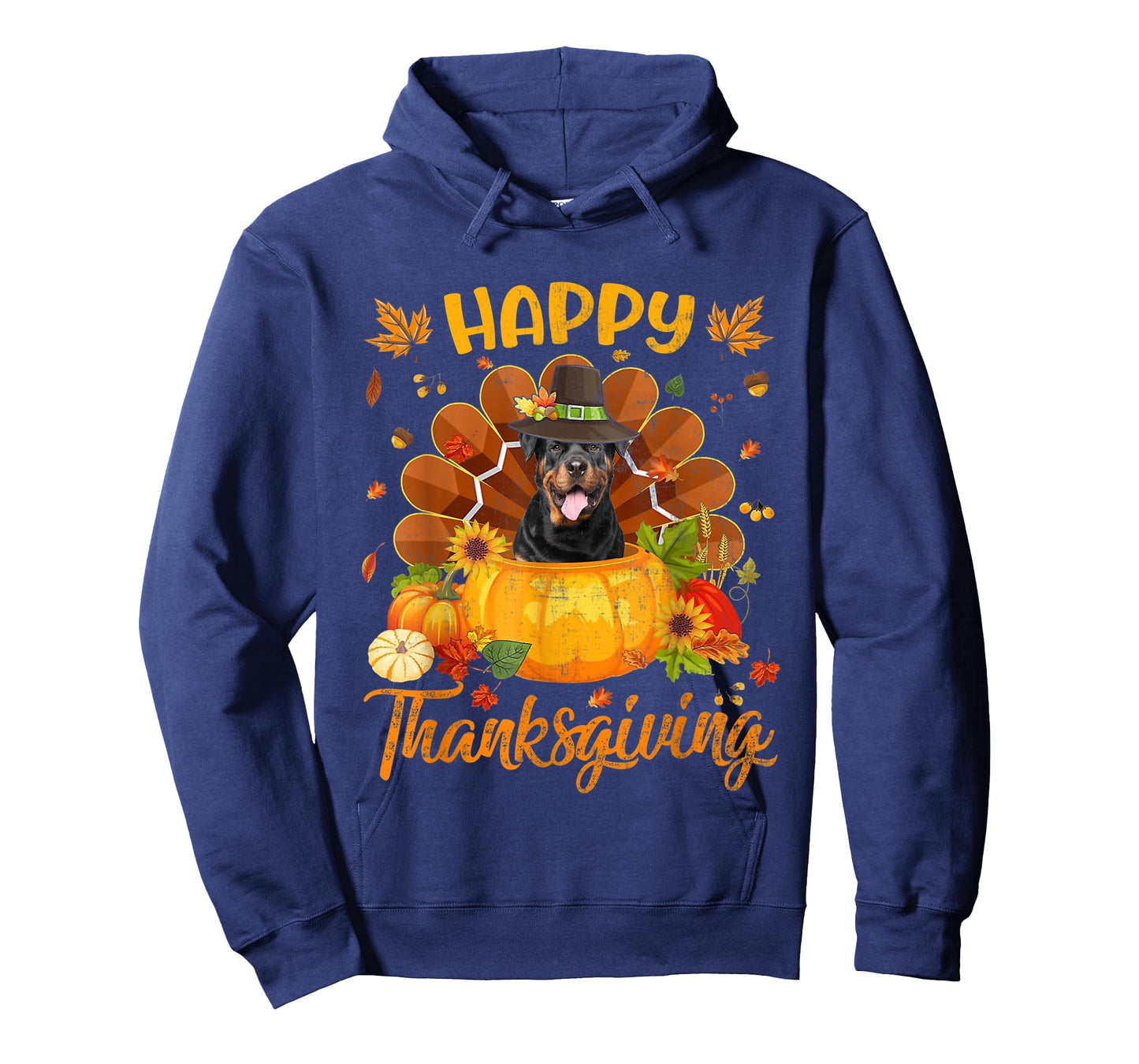 Happy Thanksgiving Rottweiler Dog Turkey Pumpkin T-Shirt