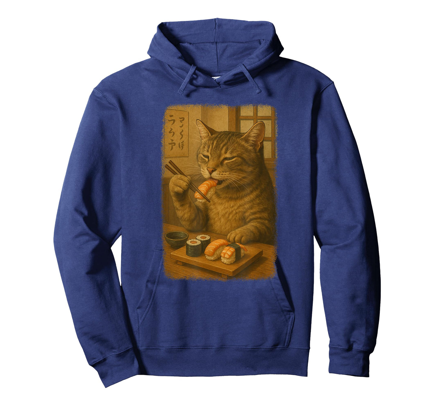 Orange Tabby Cat Eats Sushi Japanese Vintage T-Shirt
