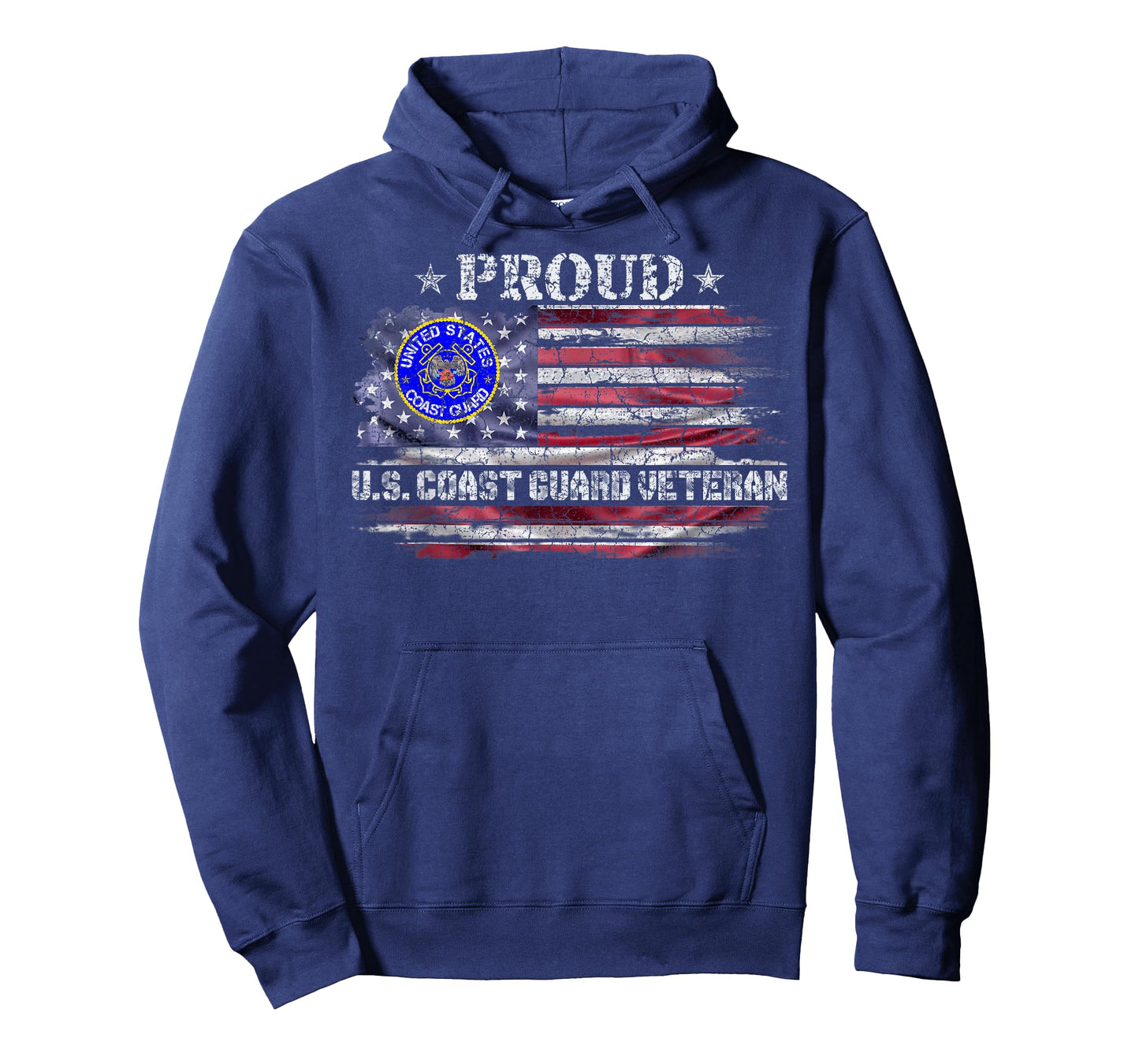 Vintage USA American Flag Proud US Coast Guard Veteran Funny T-Shirt
