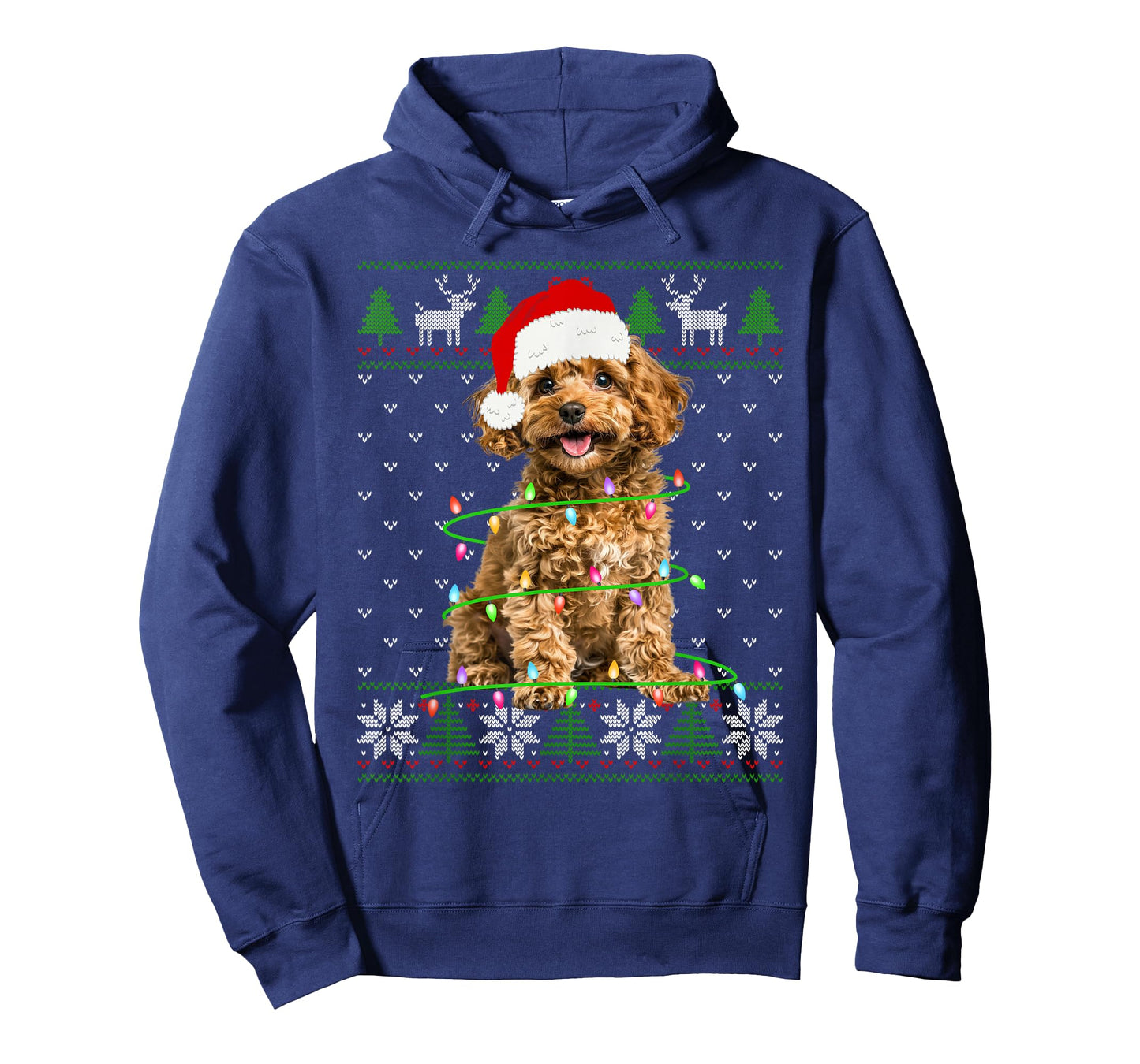 Poodle Dog Christmas Tree Lights Puppy Dog Lover T-Shirt