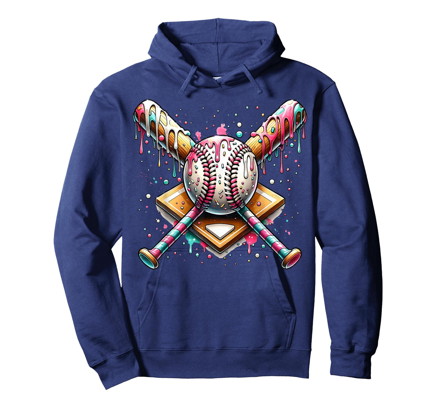 Baseball Home Plate Ice Cream Drip Baseball with Sprinkles T-Shirt