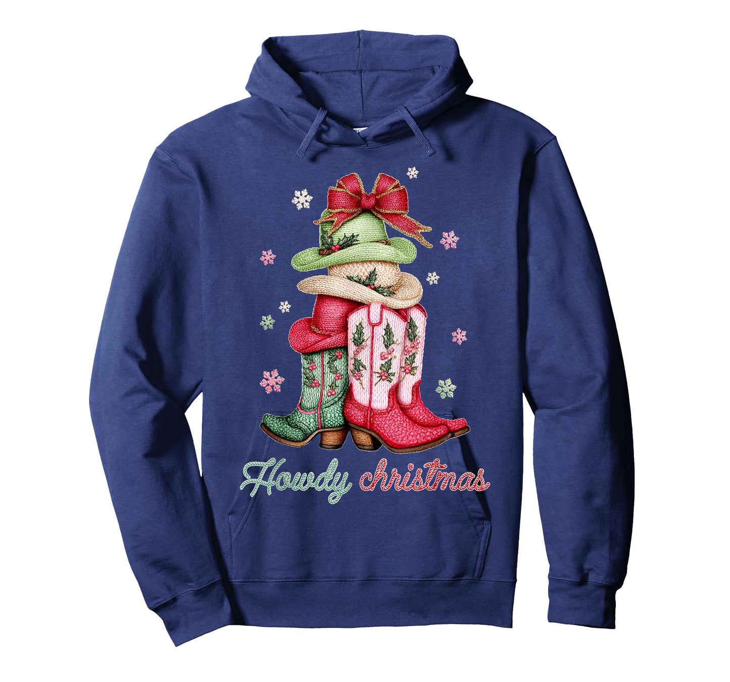 Howdy Christmas Crochet Boots Western Cowboy Xmas Holiday T-Shirt