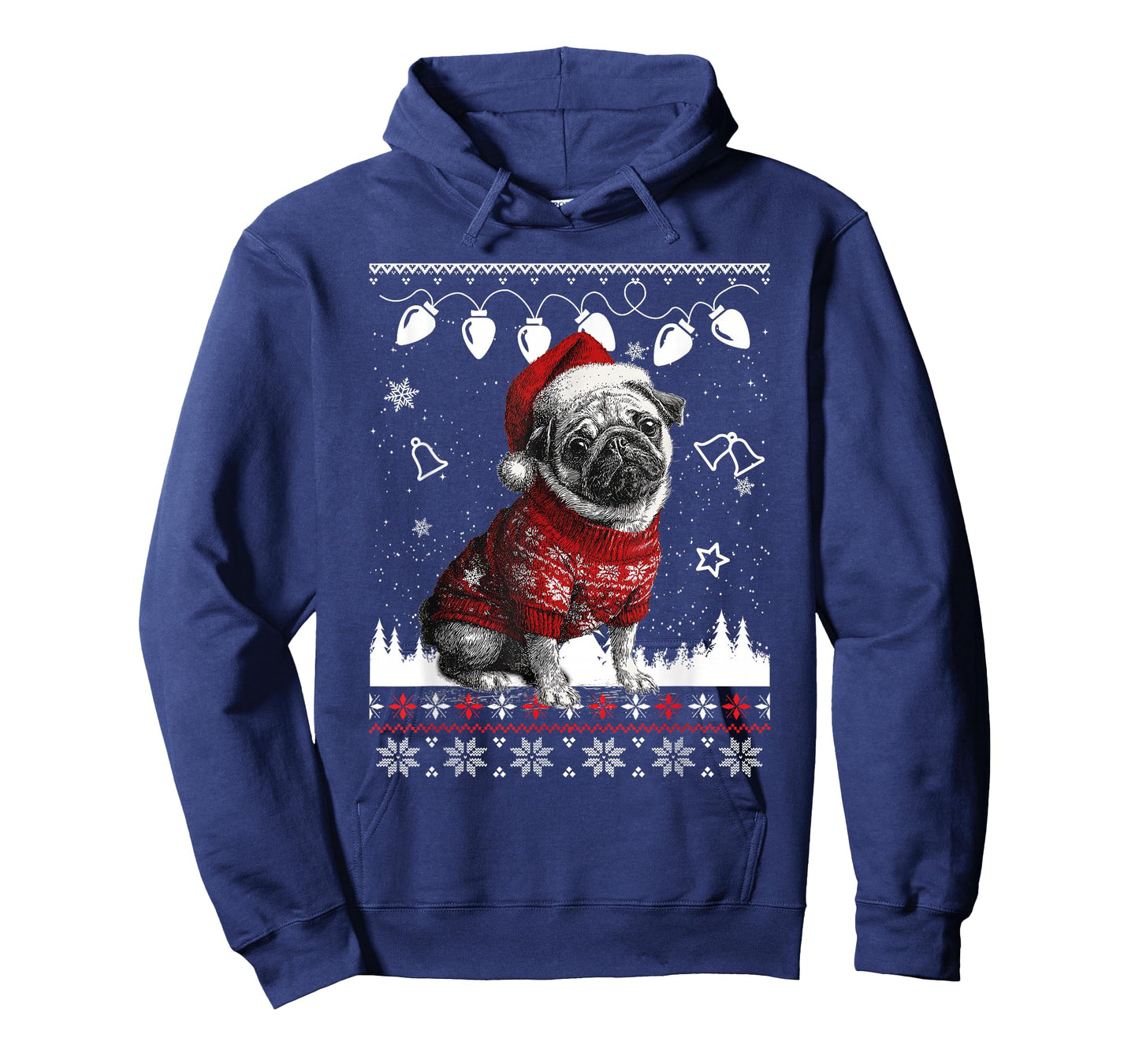 Cute Pug Christmas Wearing Sweater Funny Xmas Dog T-Shirt