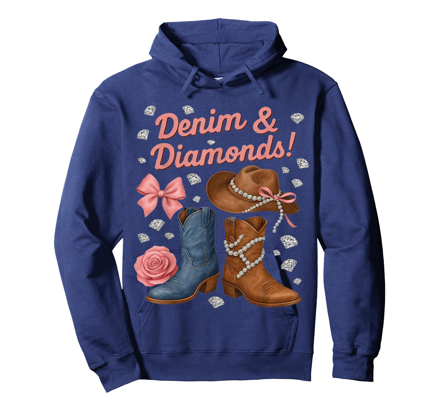 Denim and Diamonds Western Cowgirl Boots Hat for Women Girls T-Shirt