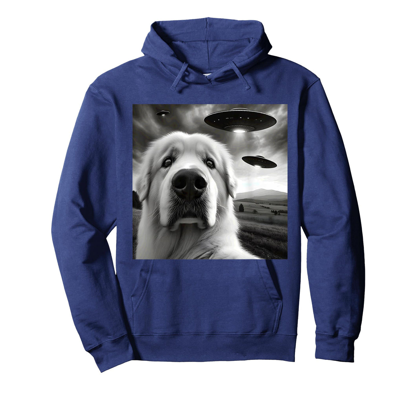 Great Pyrenees Funny Graphic Selfie with UFOs Weird Aliens T-Shirt