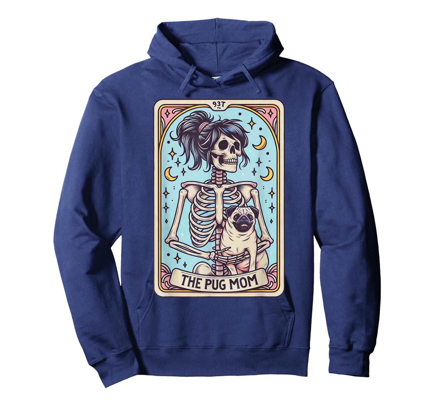 Retro Funny The Pug Dog Mom Tarot Card Skeleton Halloween T-Shirt