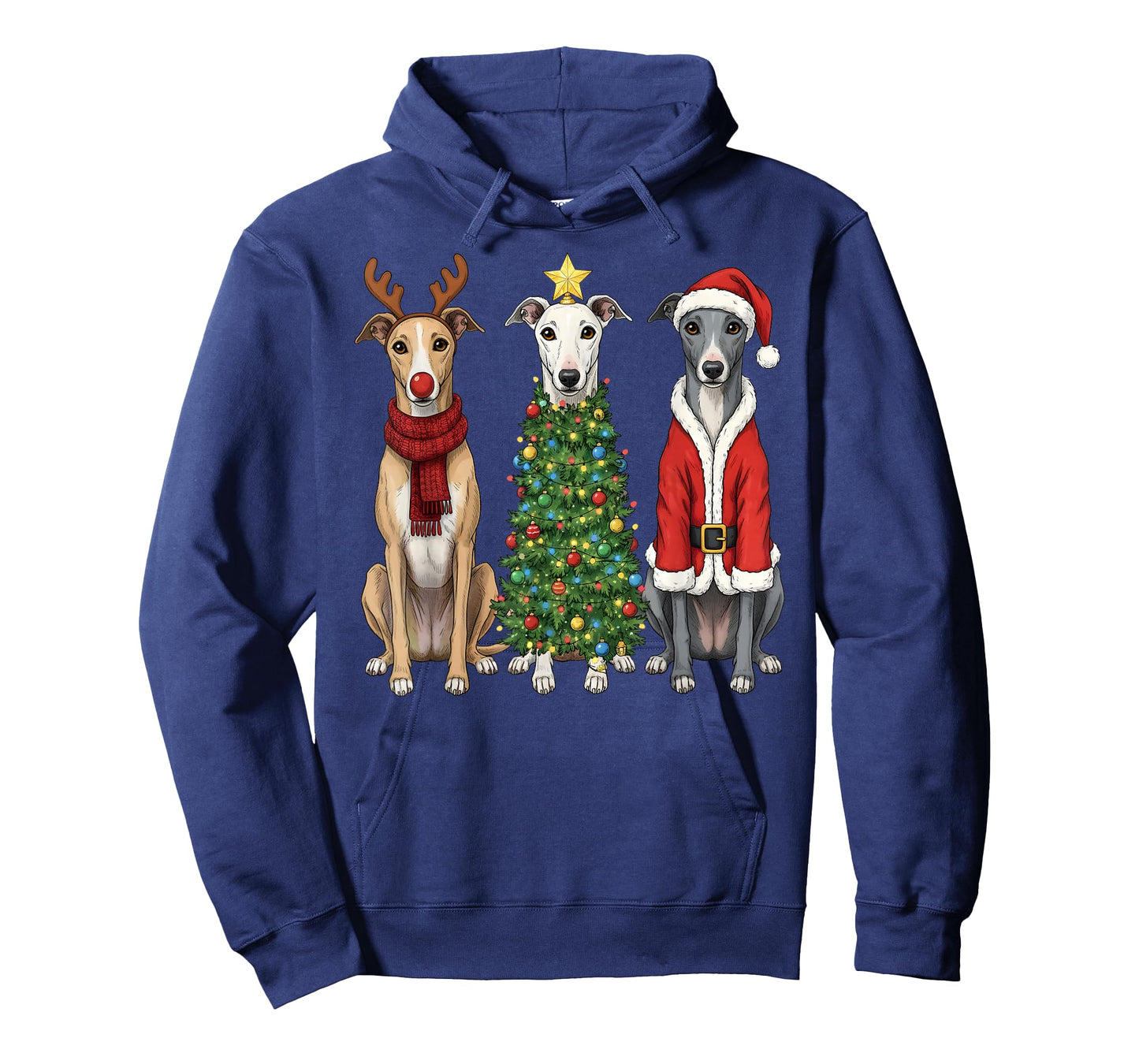 Retro Christmas Greyhound Santa Reindeer Dog Lover T-Shirt