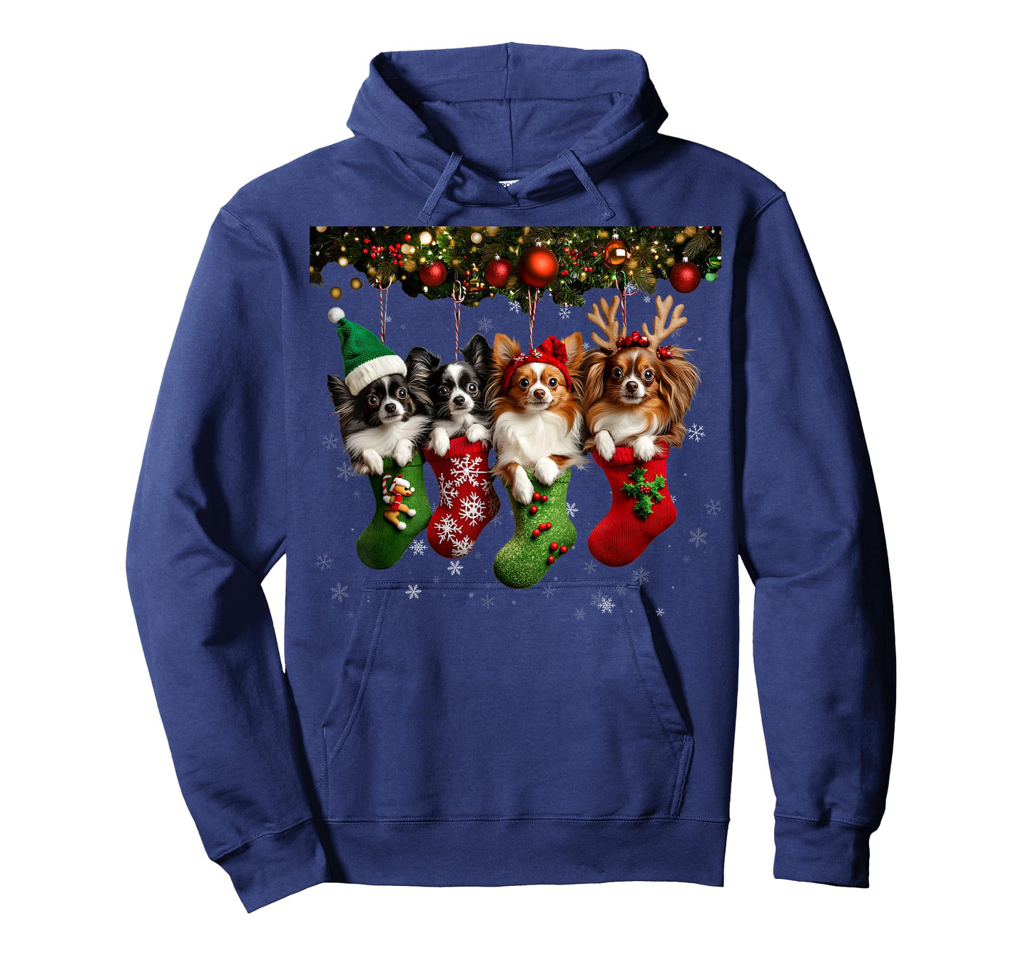Papillon Christmas Lights Funny Xmas Dog Lover T-Shirt for Men Women Kids