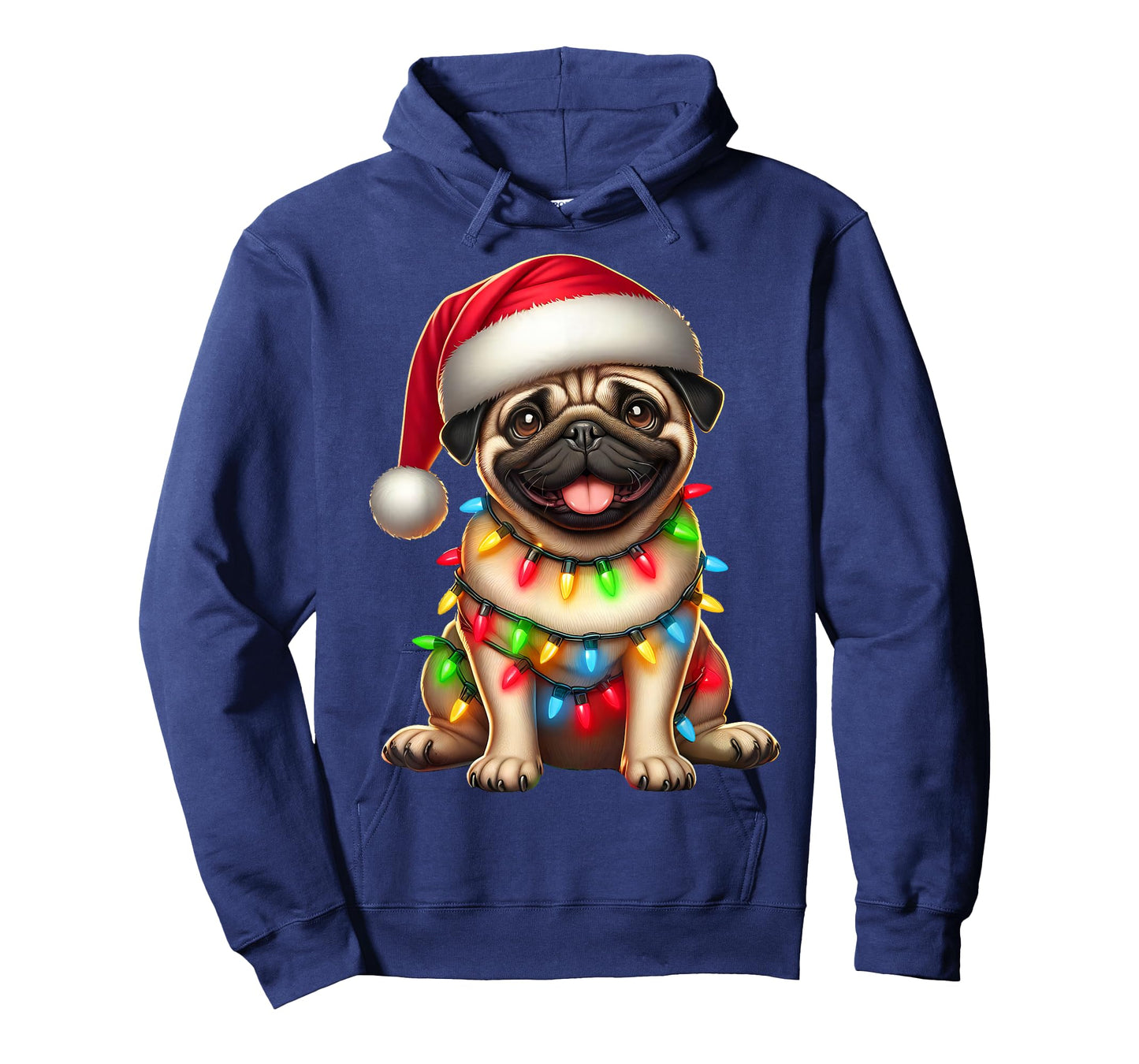 Pug Dog Christmas Tree Lights Santa Xmas Pajama Dog Lover T-Shirt