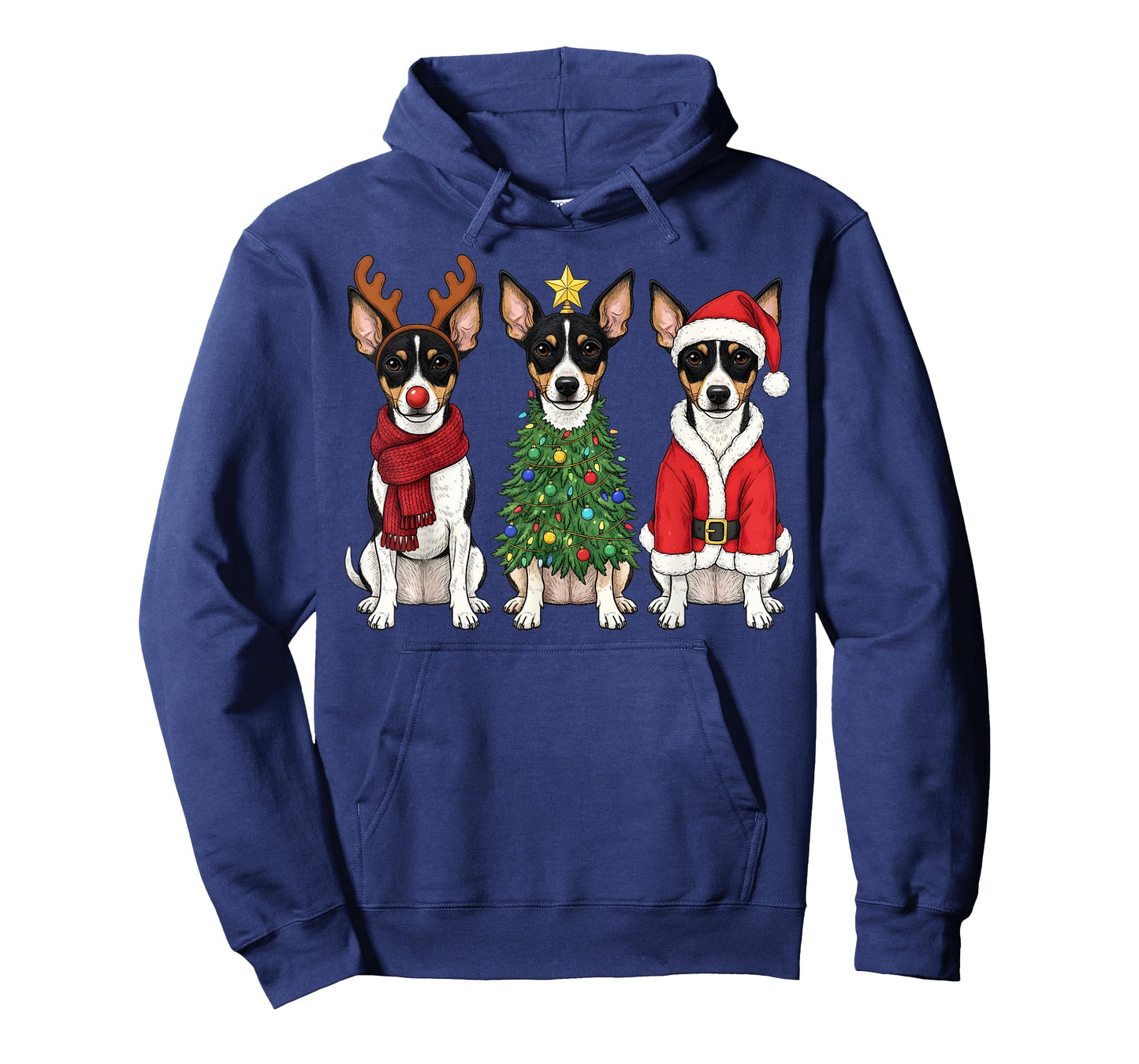 Retro Christmas Rat Terrier Santa Reindeer Dog Lover T-Shirt