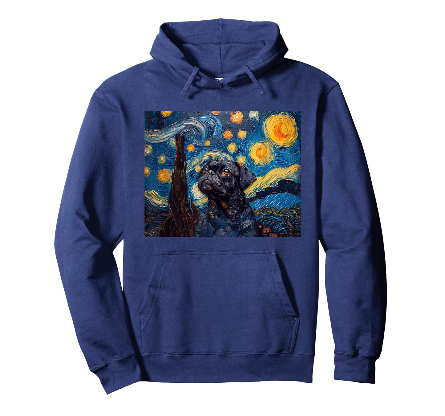 Mens Womens Girls Funny Starry Night Black Pug Lover T-Shirt
