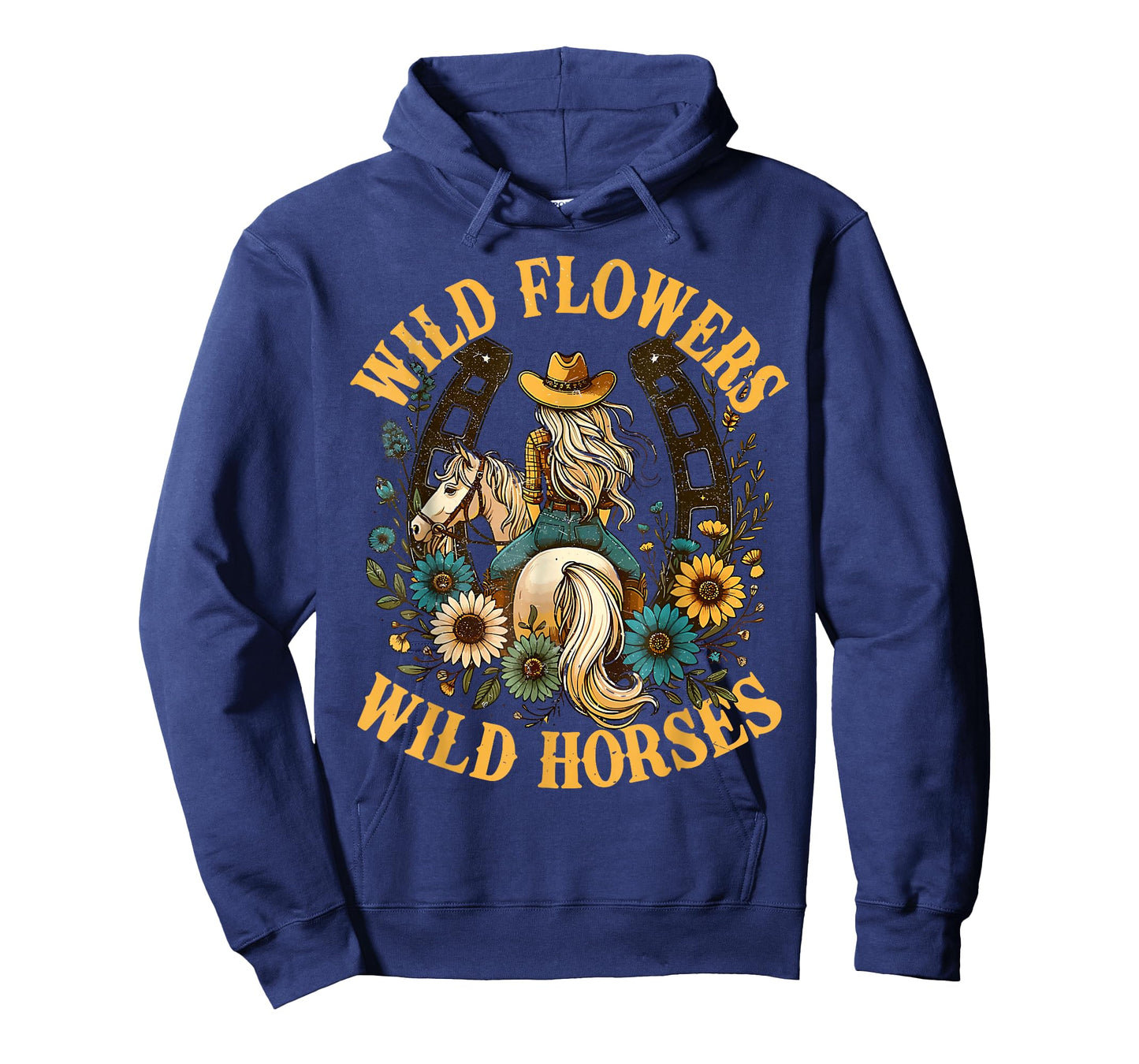 Southern Sunset Cowgirl Retro Wild Flowers Horses for Girl T-Shirt