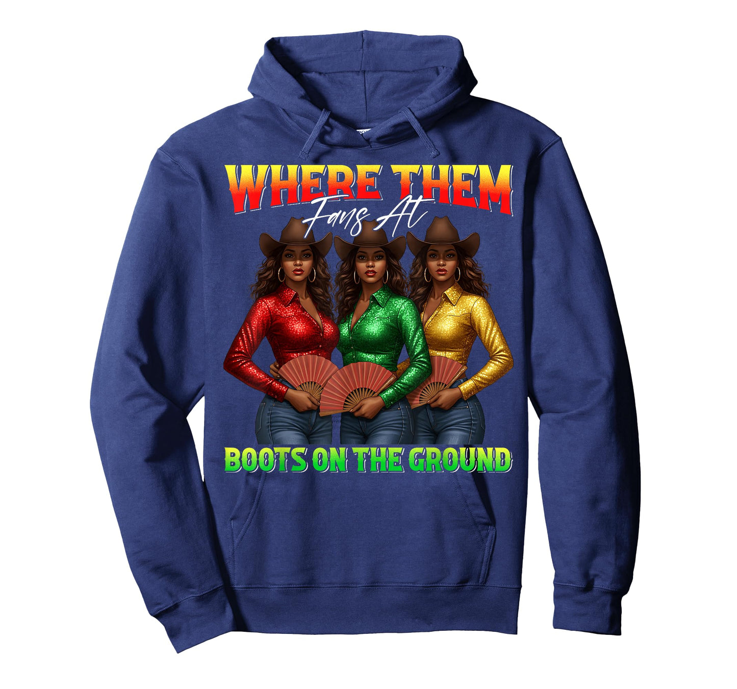 Where Them Fans At Boots On The Ground Black Cowgirl Western T-Shirt