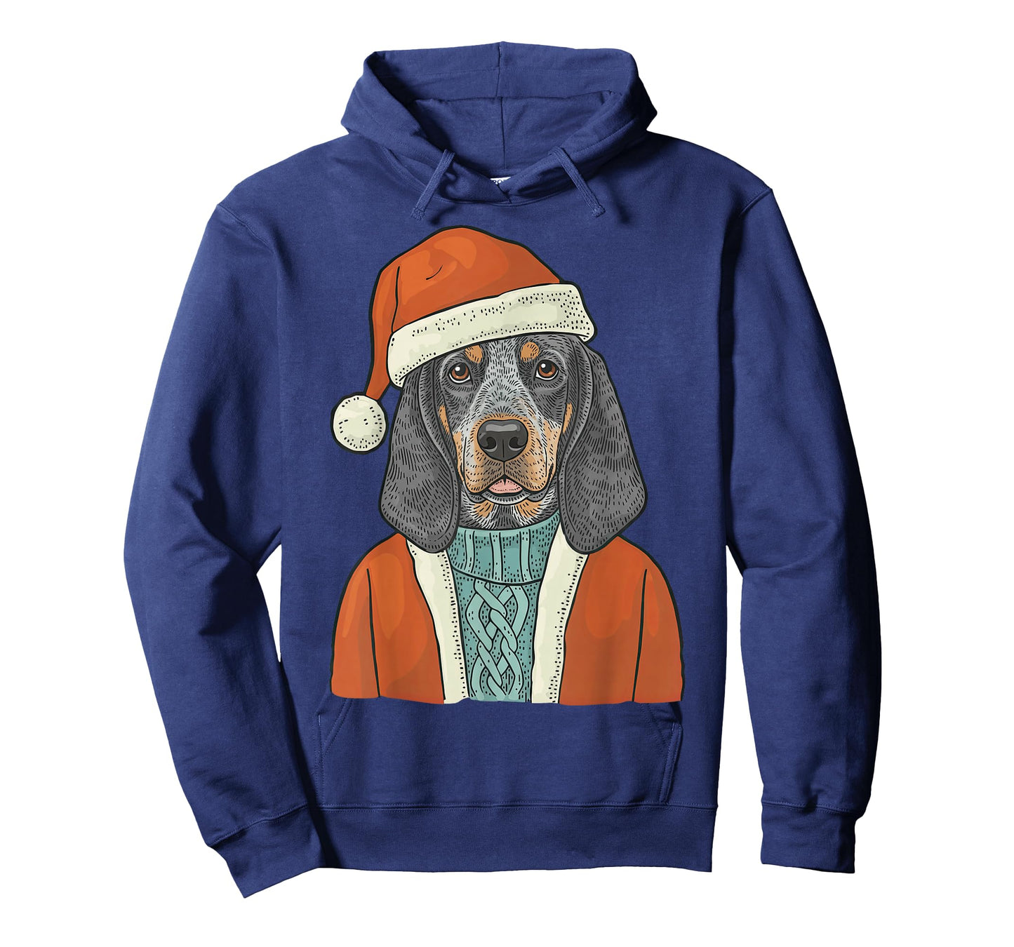 Bluetick Coonhound Dog Santa Christmas Outfit Funny T-Shirt