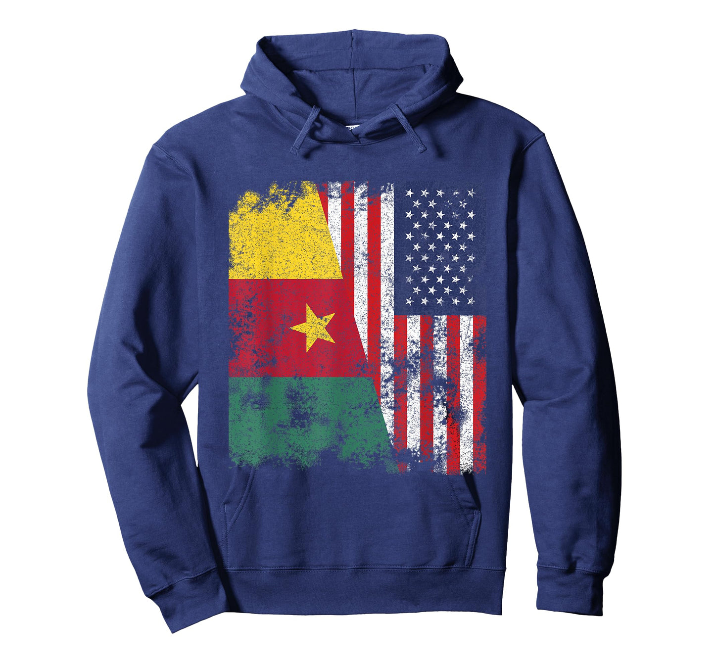 Cameroon USA Flag Distressed - Half American T-Shirt