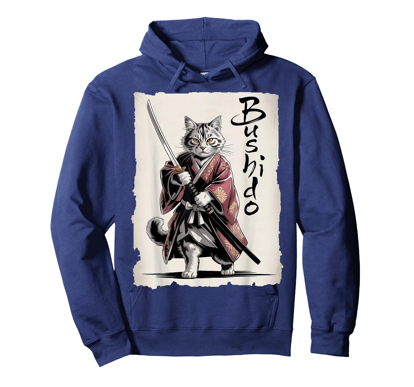 Samurai Cat Vintage Ukiyo-e Warrior Art Graphic Fun Cat Art T-Shirt