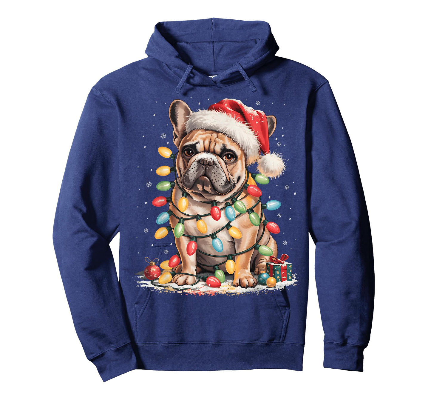 Cute French Bulldog Christmas Tree Santa Xmas Lights Dog T-Shirt