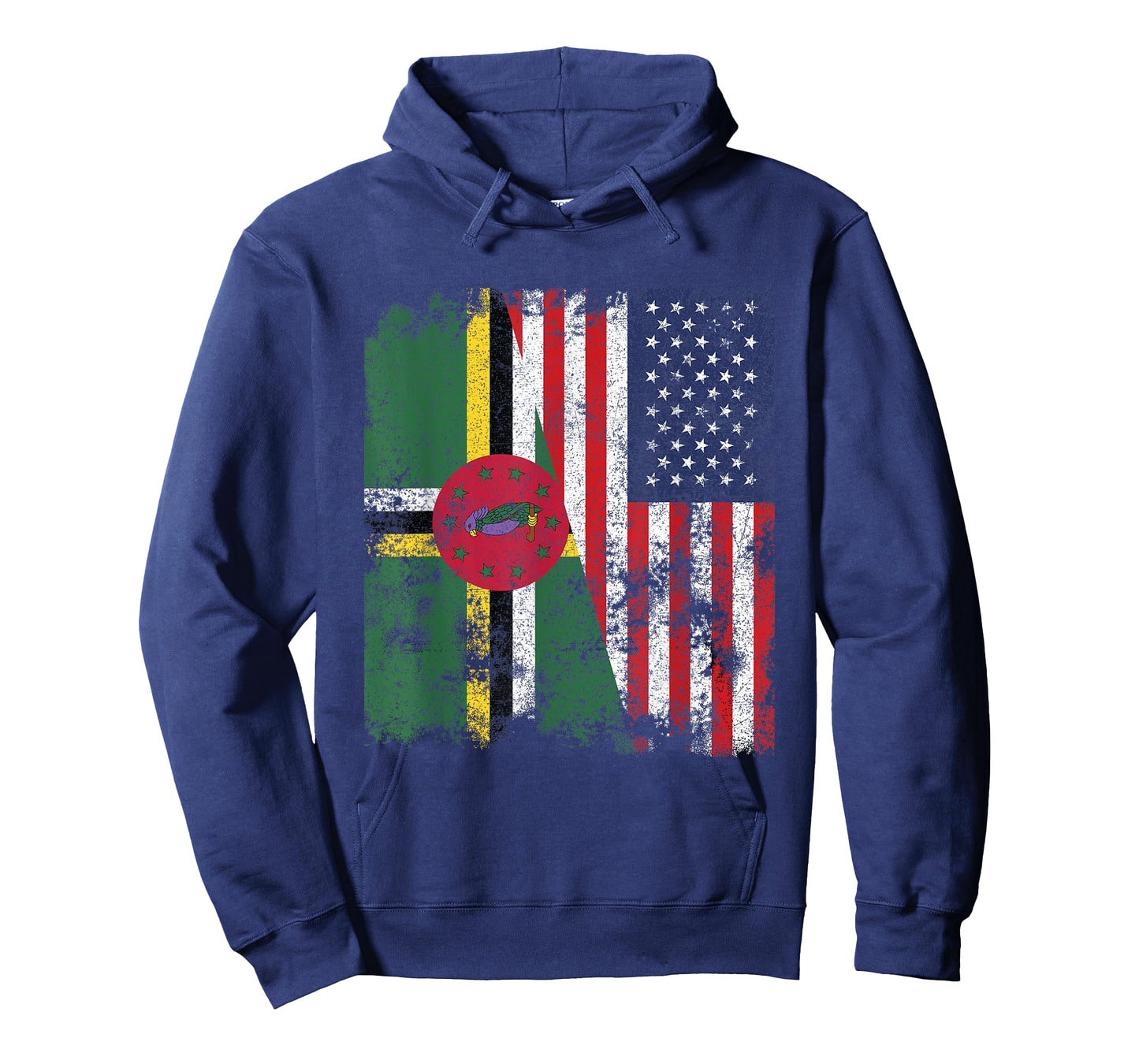 Dominica USA Flag Distressed - Half American T-Shirt for Women Kids Men