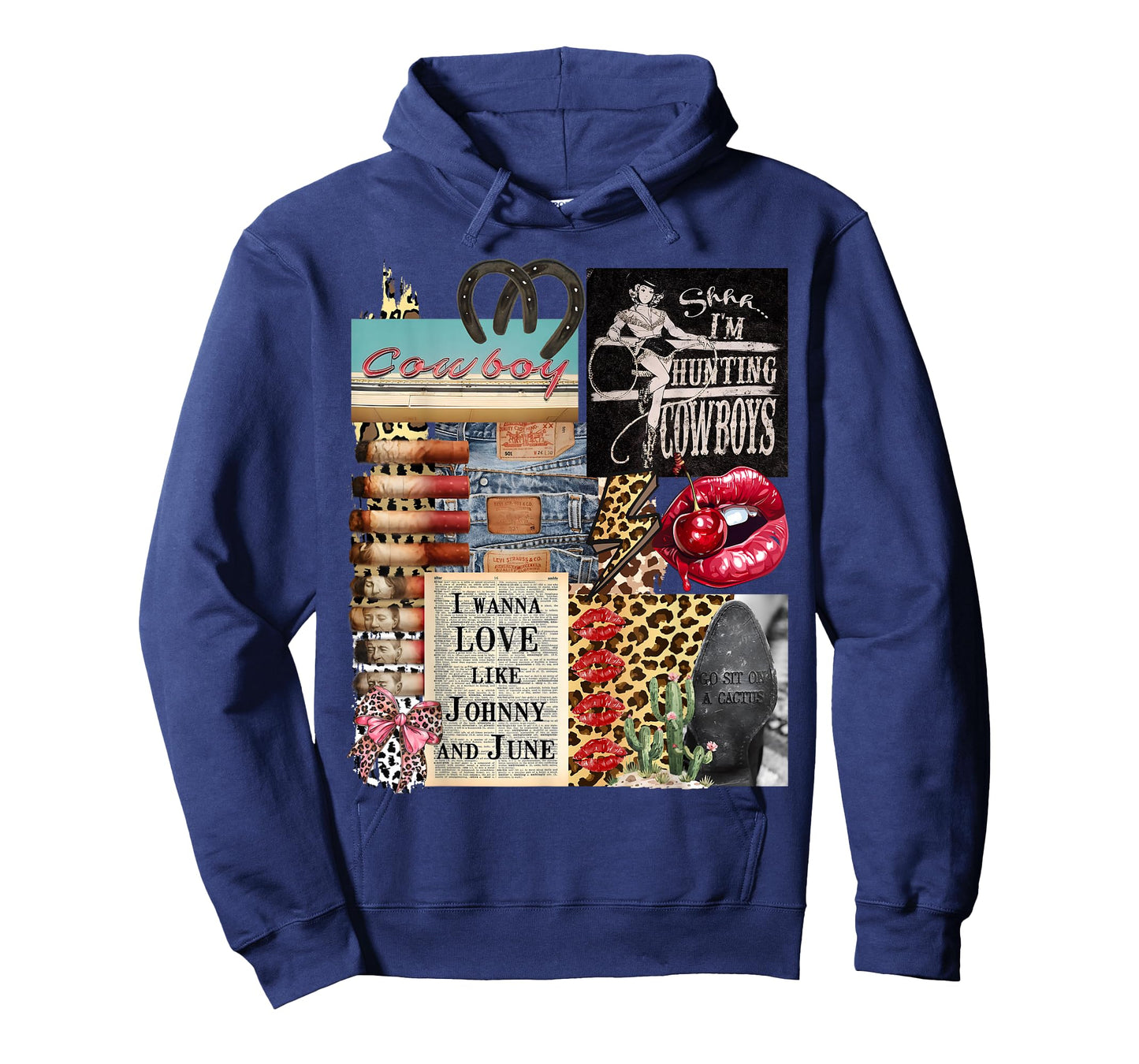 Cowboy Collage Queen Leopard Print Western Rodeo Queen T-Shirt
