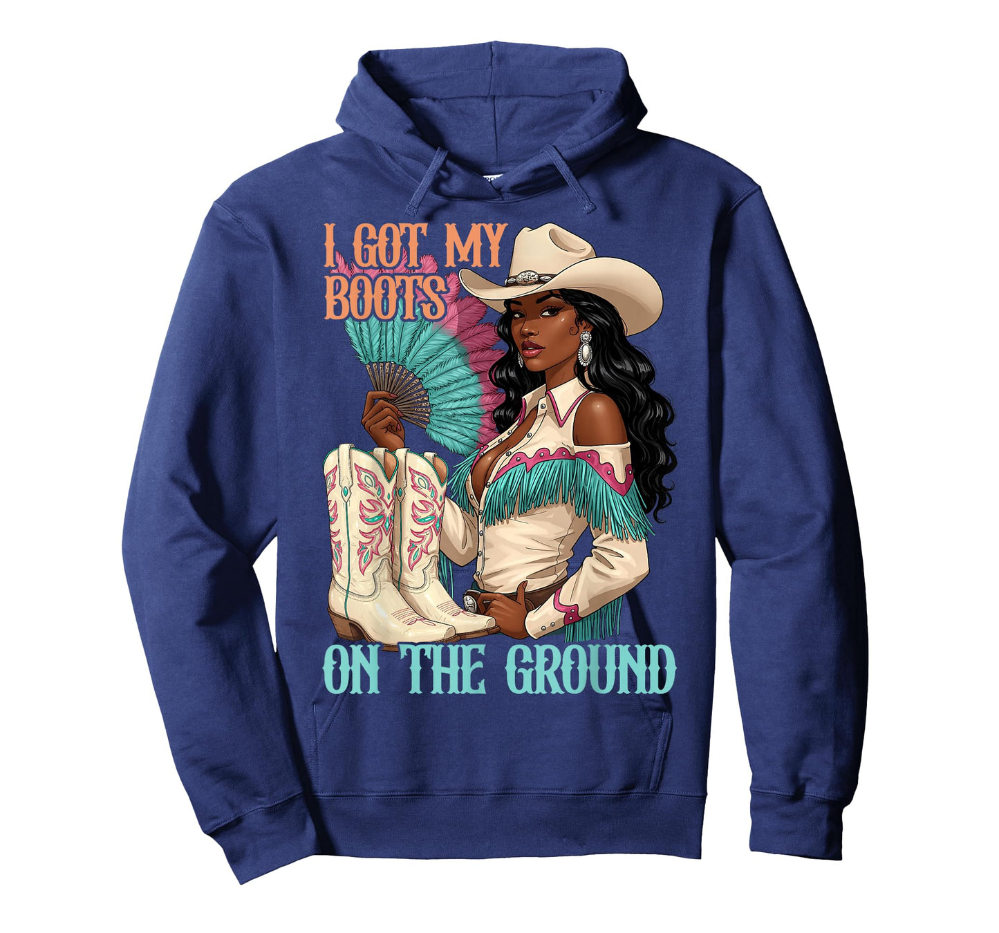 Western Cowgirl I Got My Boots On The Ground Melanin Swag T-Shirt