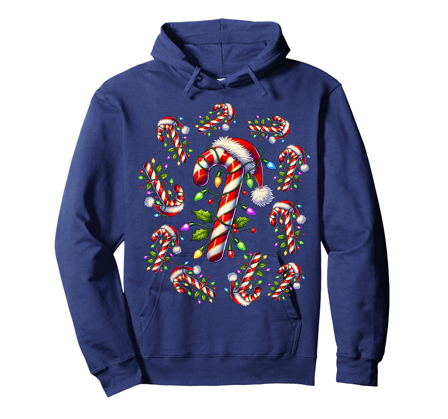 Red and White Candy Cane Santa Christmas Funny Xmas Lights T-Shirt