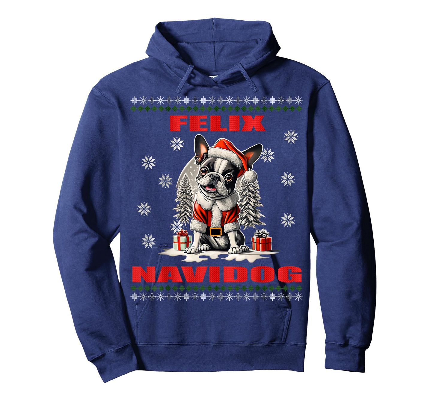 Boston Terrier Felix Navidog Ugly Christmas Sweater T-Shirt for Men Women Kids