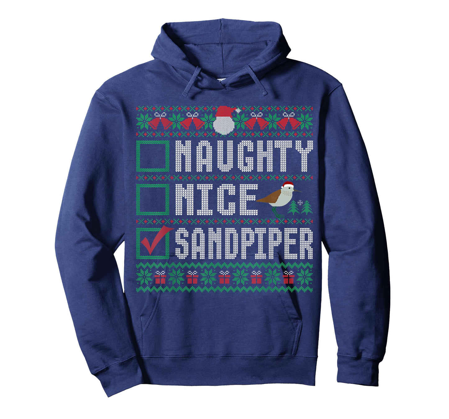 Naughty Nice Sandpiper Birds Animal Lovers Christmas List T-Shirt