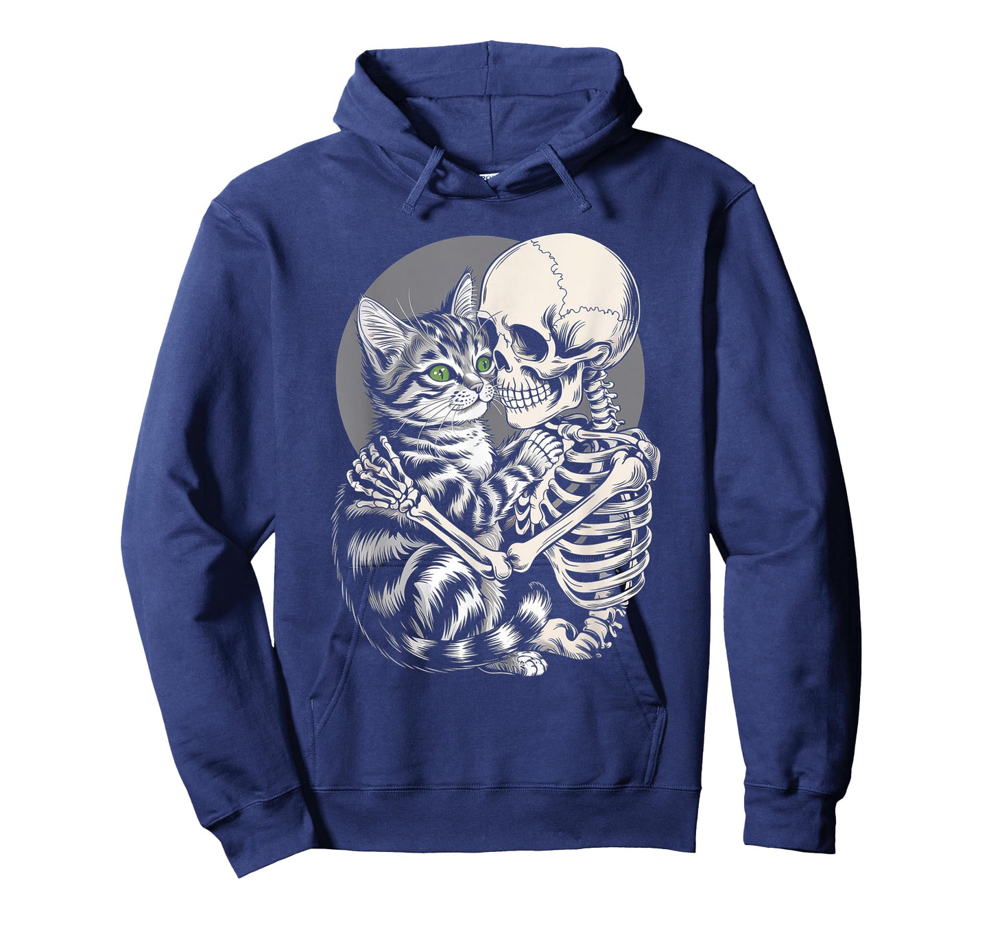 Skeleton Hugging Cat Halloween Cat Lover Skull Kitty T-Shirt