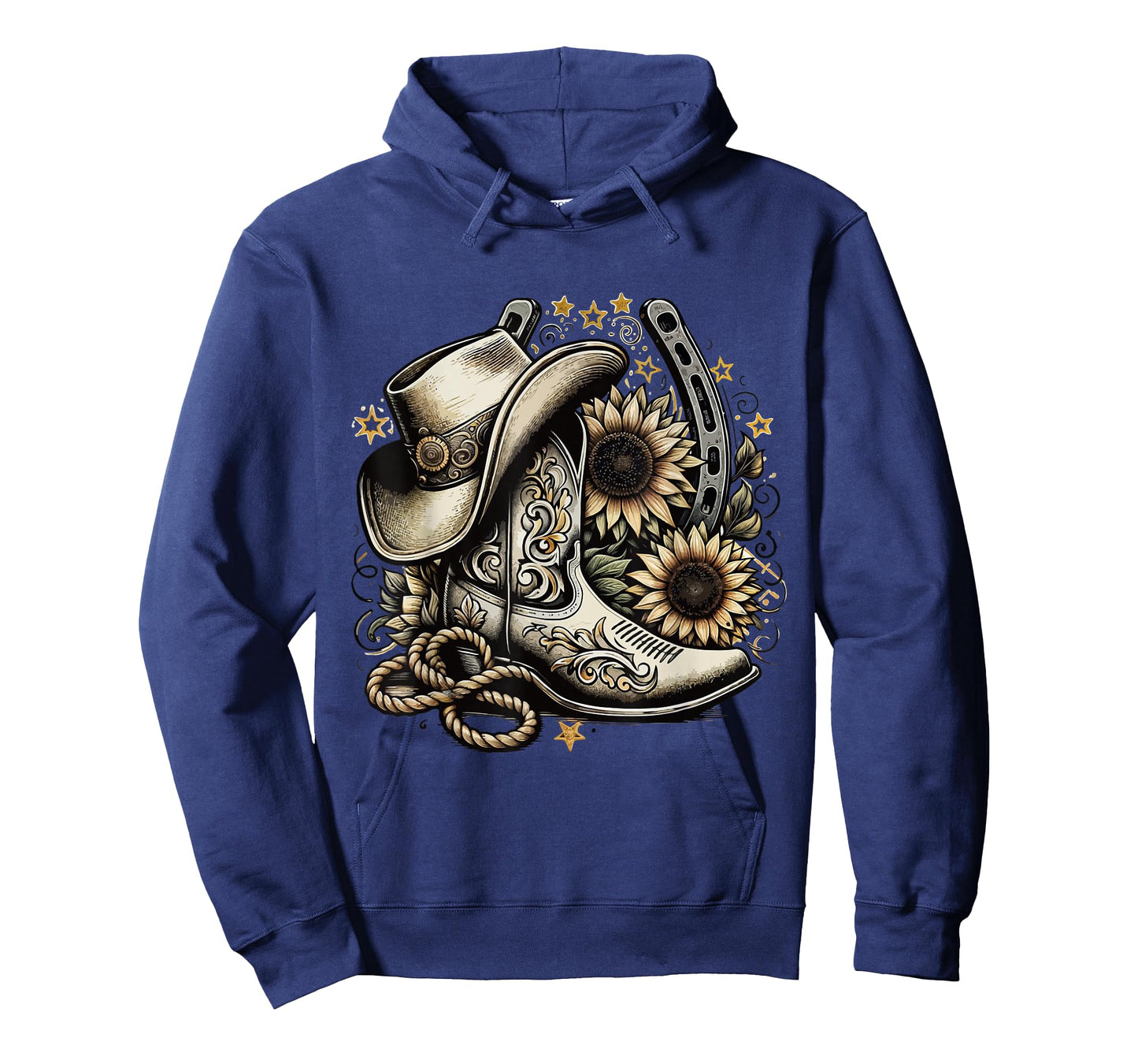 Western Cowboy Boot Horseshoe Sunflower Rope Cowgirl Country T-Shirt