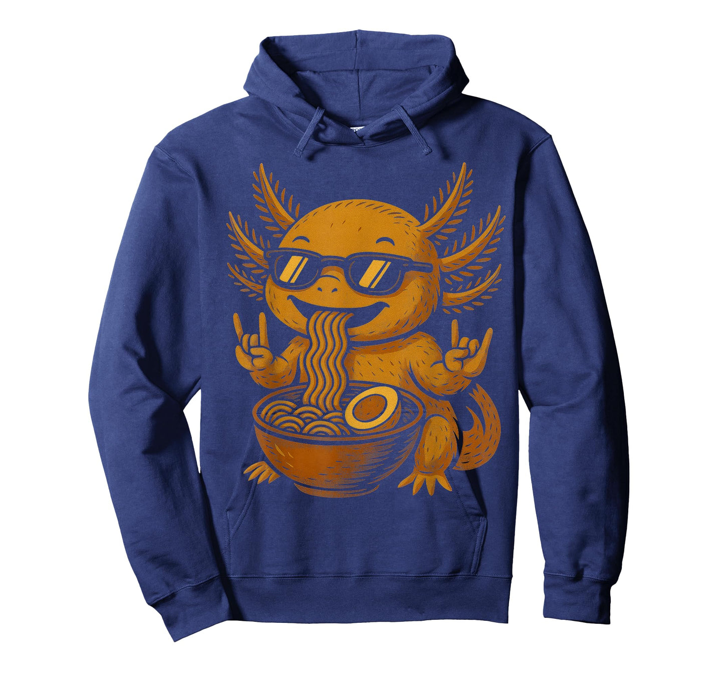 Funny Anime Kawaii Axolotl Eating Ramen Graphic Tee Rock On T-Shirt