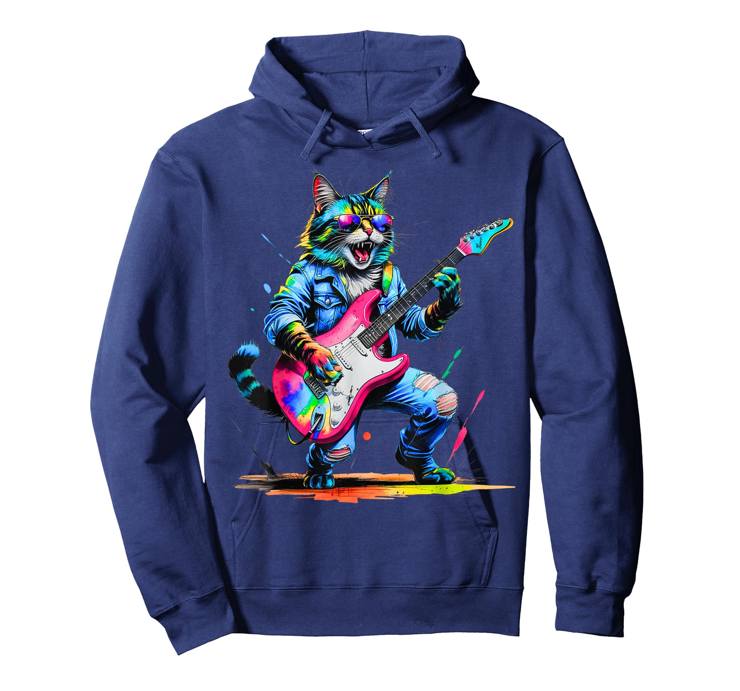 Pawsome Funny Cat Playing Guitar Rock Star Cat Lover T-Shirt
