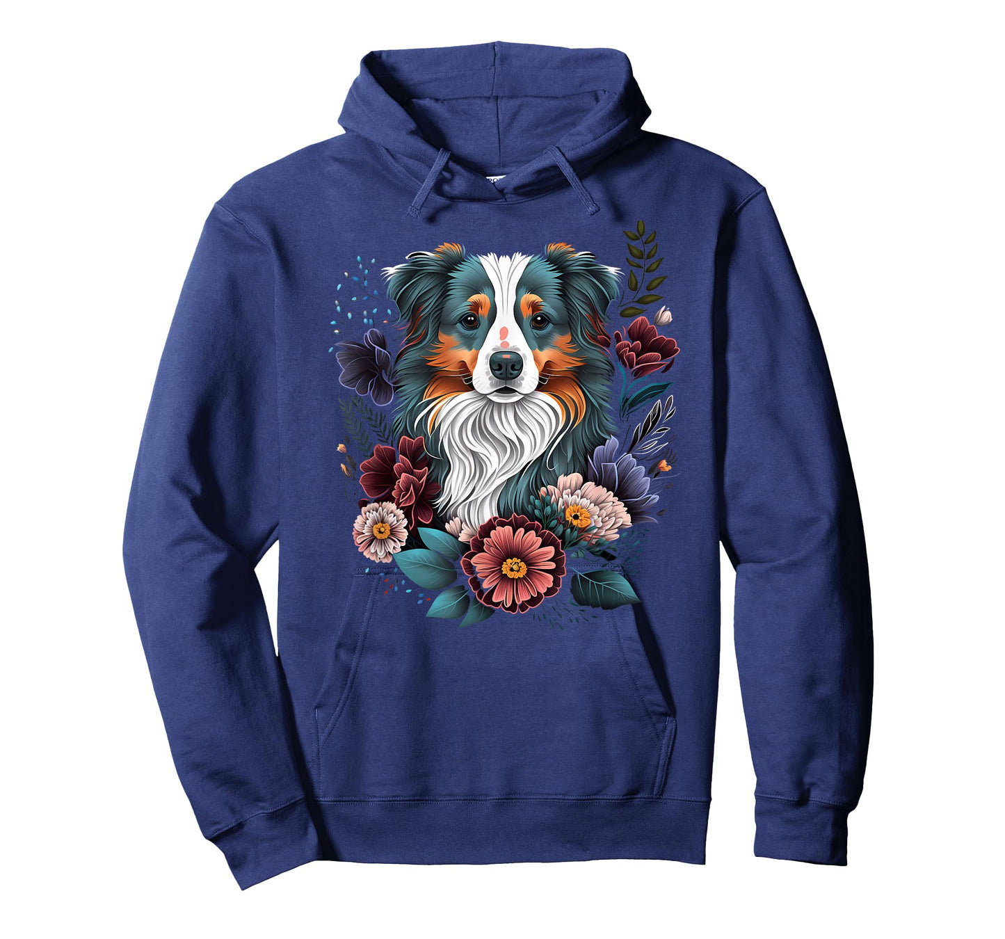 Australian Shepherd Puppy Floral Garden Dog Art Painting T-Shirt