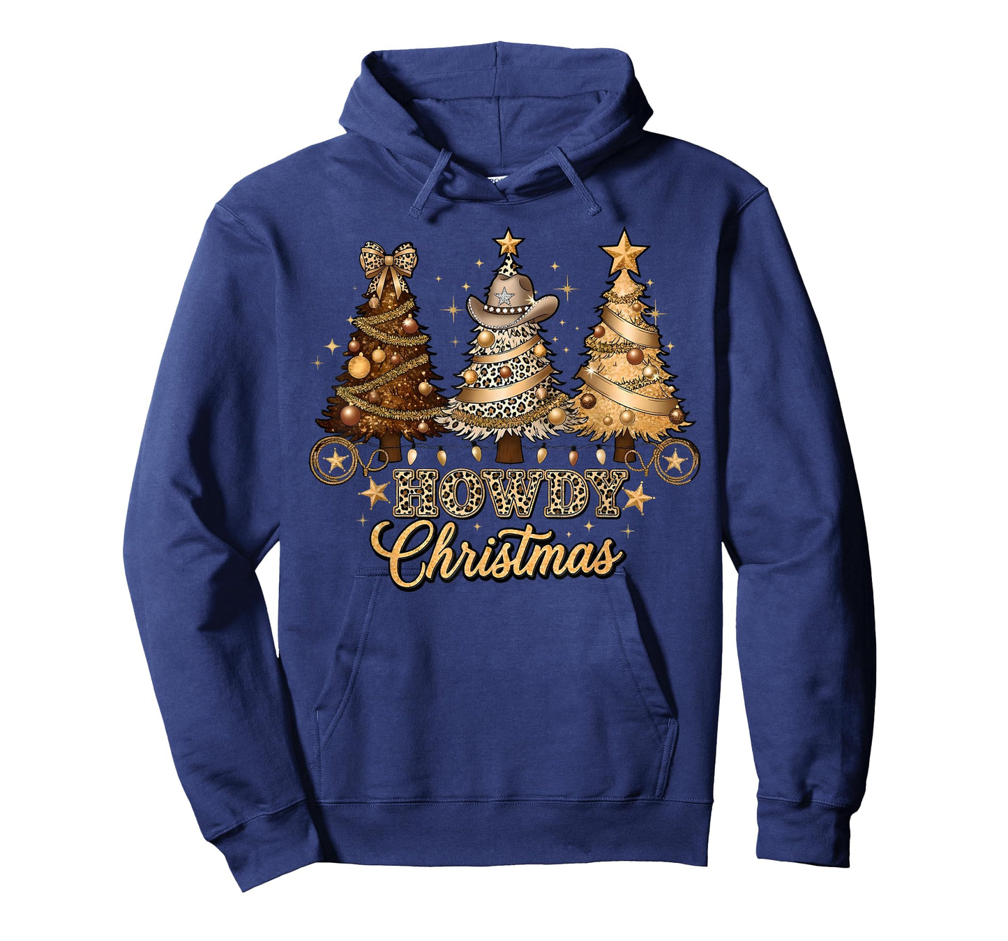 Howdy Christmas Cowboy Western Xmas Lights Trees Holiday T-Shirt