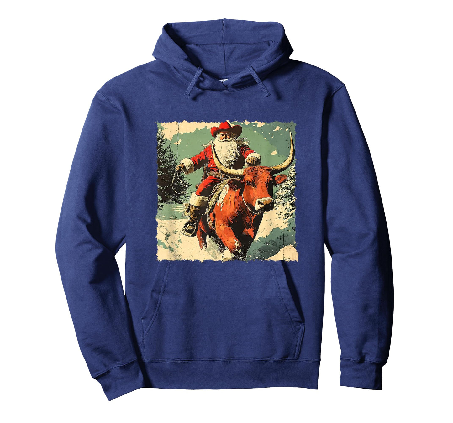 Cowboy Santa Riding a Longhorn – Vintage Western Christmas T-Shirt