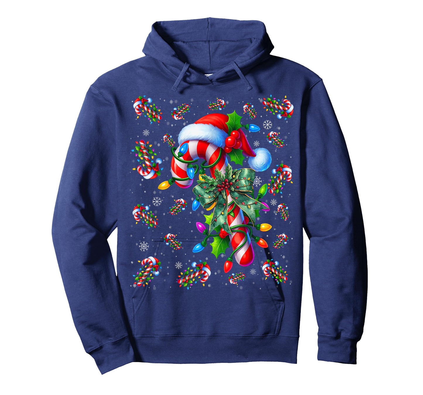 Candy Cane Santa Hat Christmas Lights Merry and Bright Xmas T-Shirt