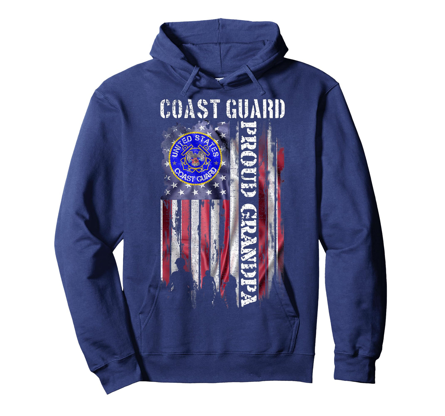 Vintage USA American Flag US Coast Guard Proud Grandpa Funny T-Shirt