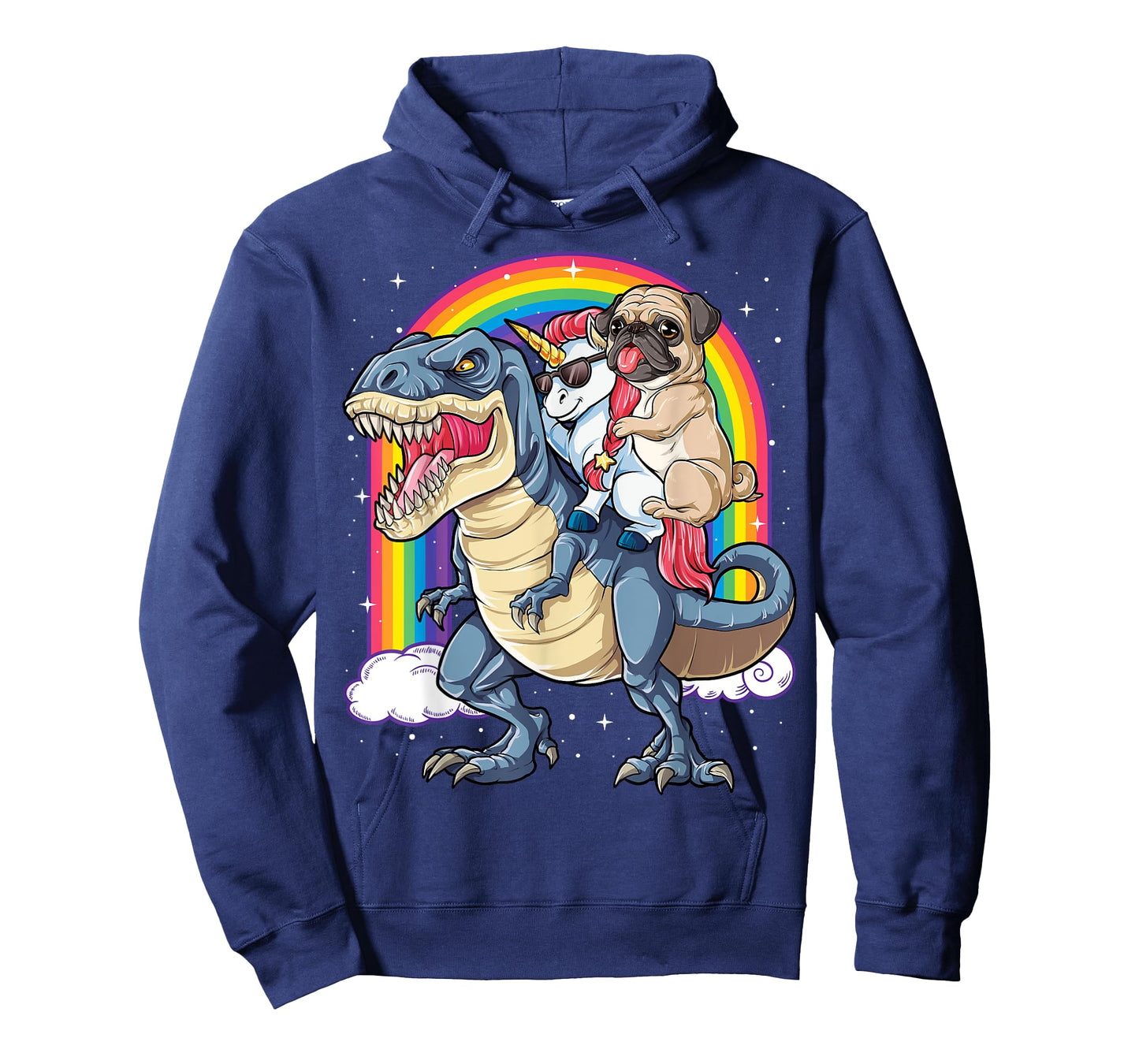 Pug Unicorn Dinosaur T rex T shirt Kids Girls Women Rainbow T-Shirt