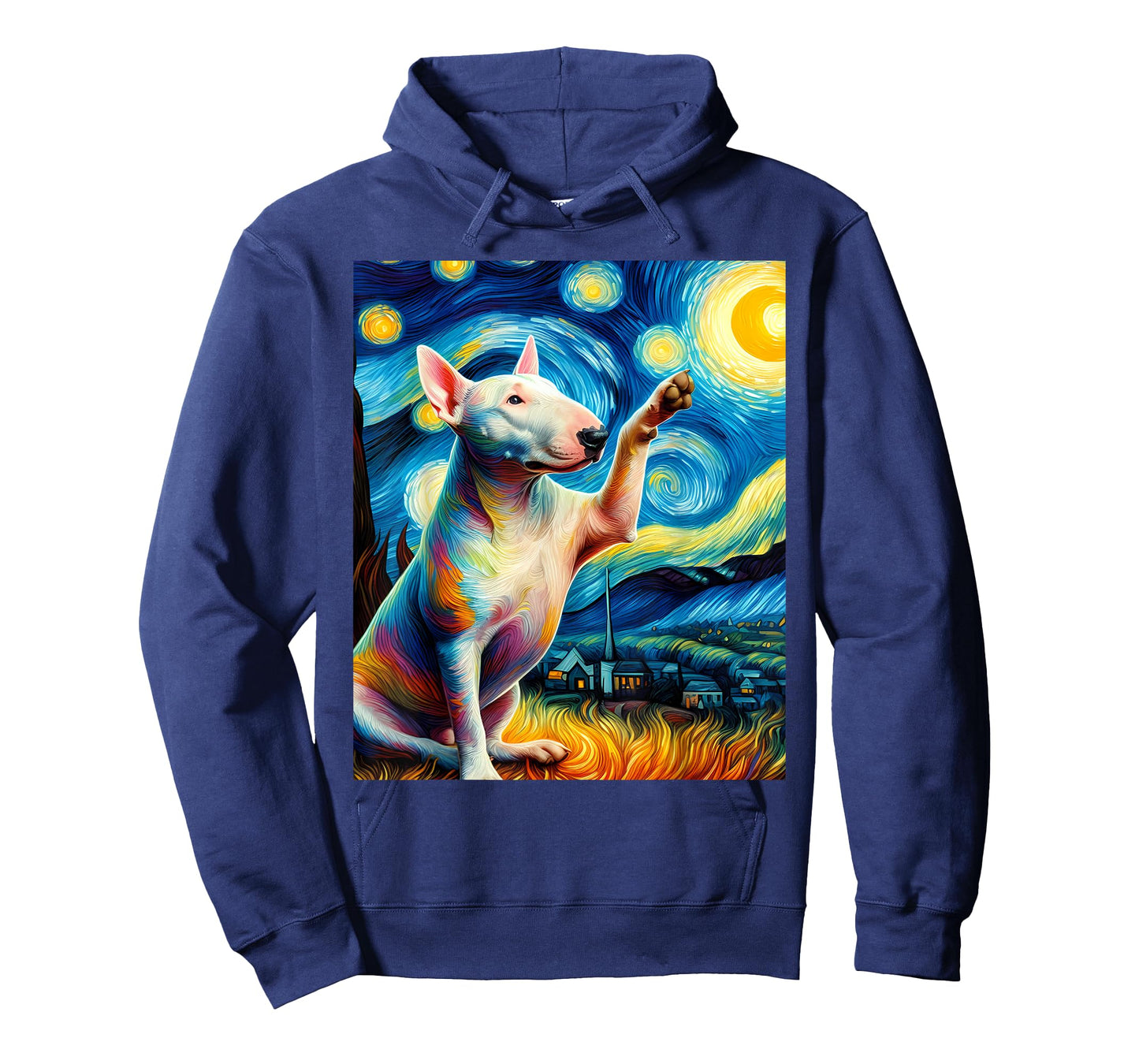American Bull Terrier Dog Starry Night Painting T-Shirt