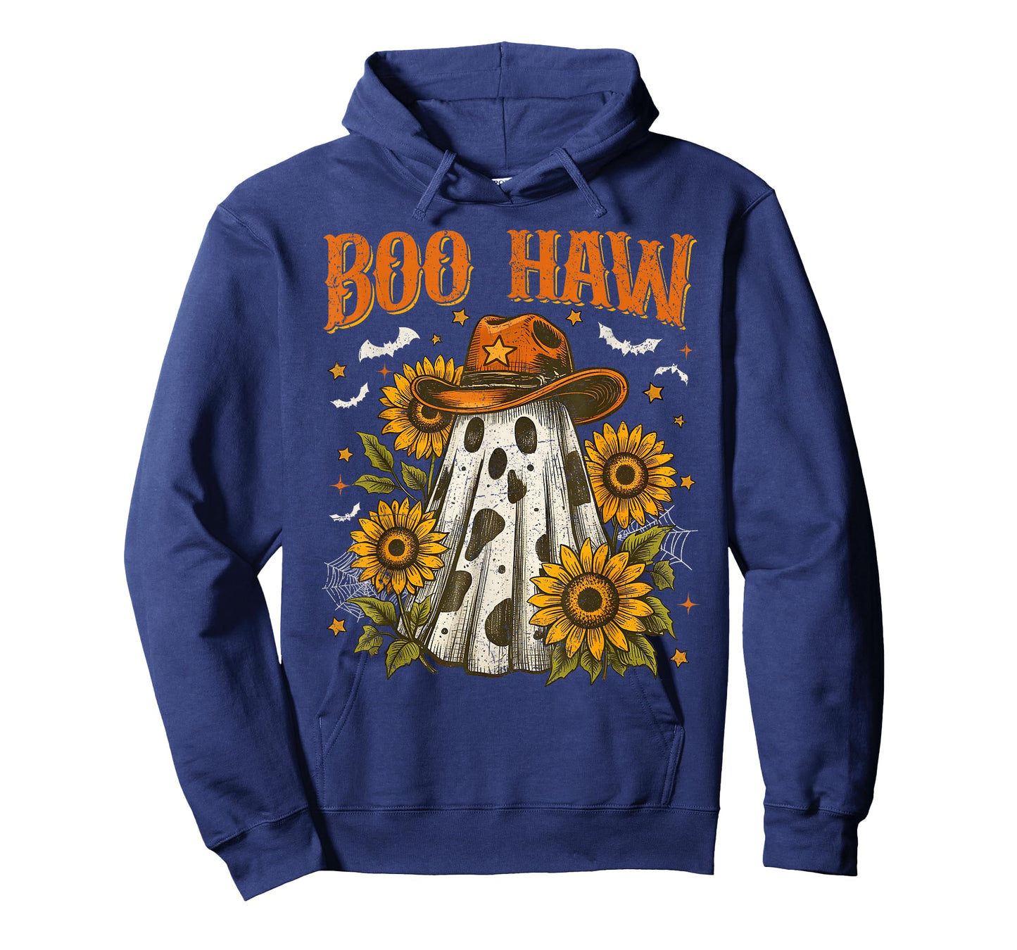 Boo Haw Cow Spot Ghost Pattern Western Halloween Cowboy T-Shirt