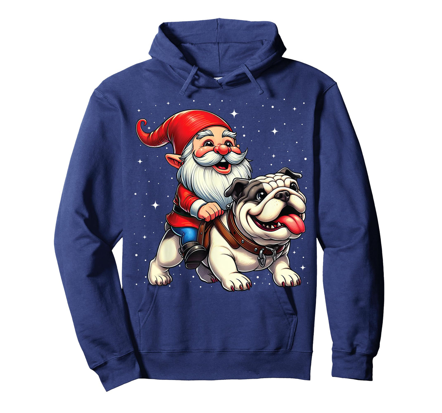 Gnome Riding English Bulldog Christmas Xmas Boys Girls Kids T-Shirt