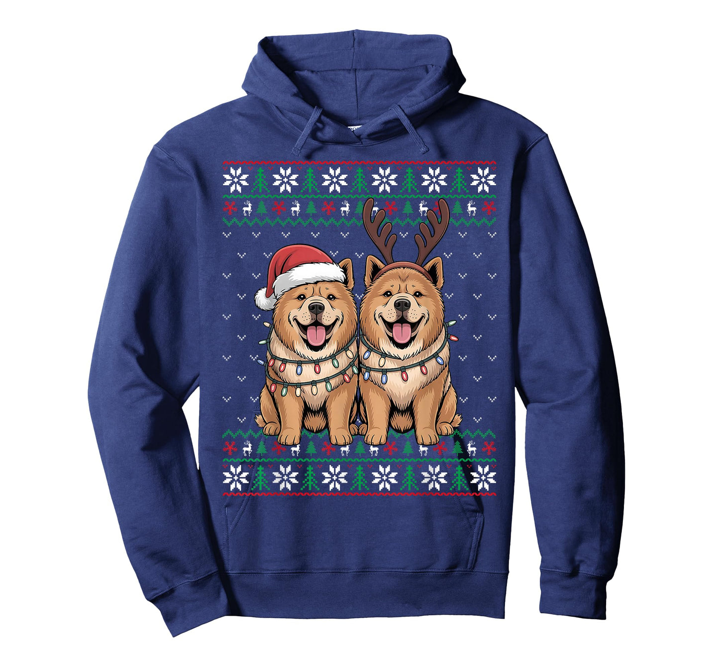 Ugly Xmas Lights Men Women Chow Chow Dog Christmas Sweater T-Shirt